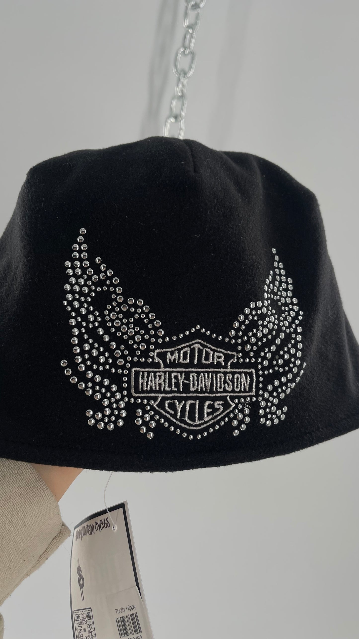 Vintage Harley Davidson Studded Bedazzled Beanie