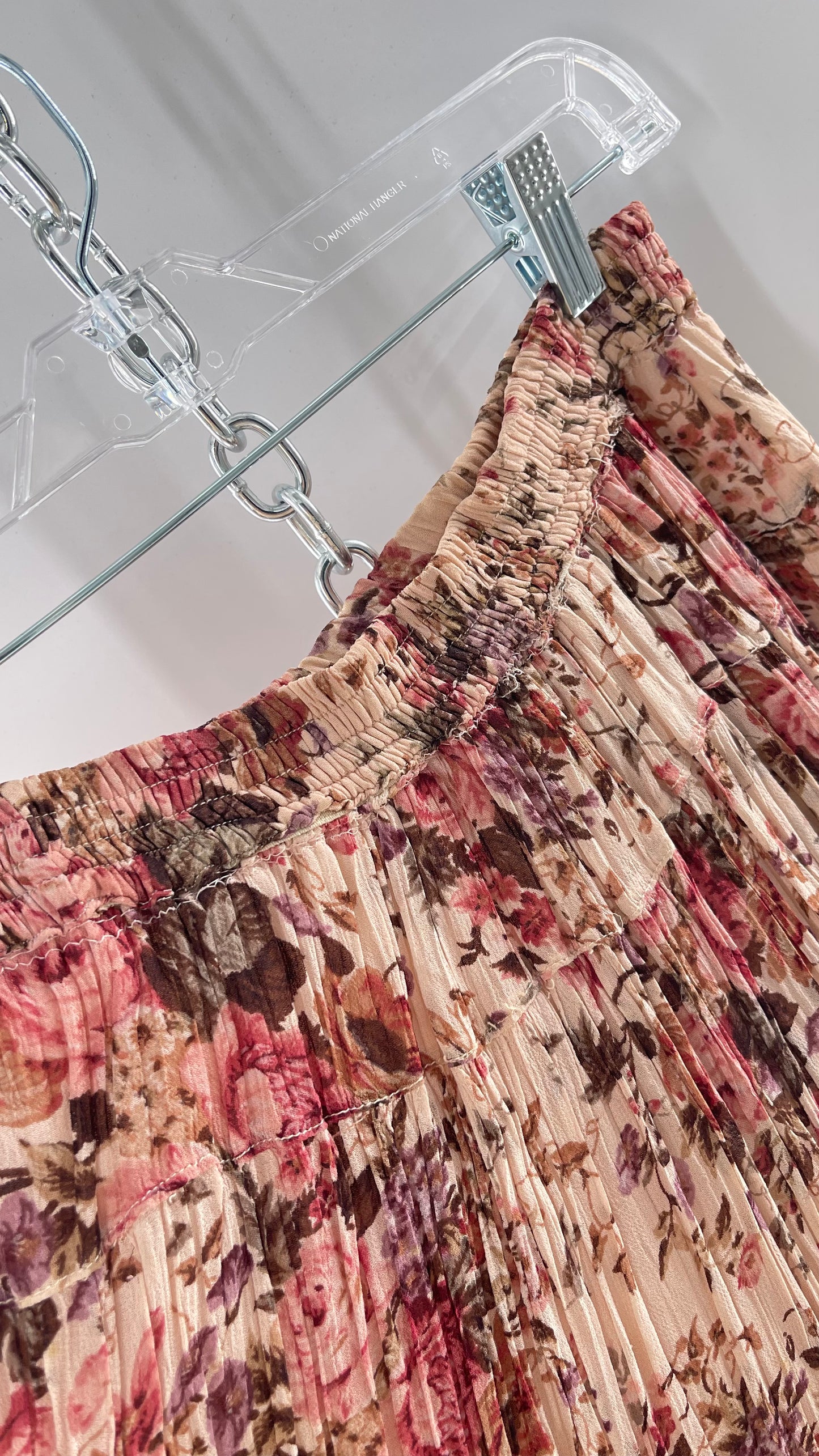Vintage Hand Made Romantic Pink Floral Skirt (L)