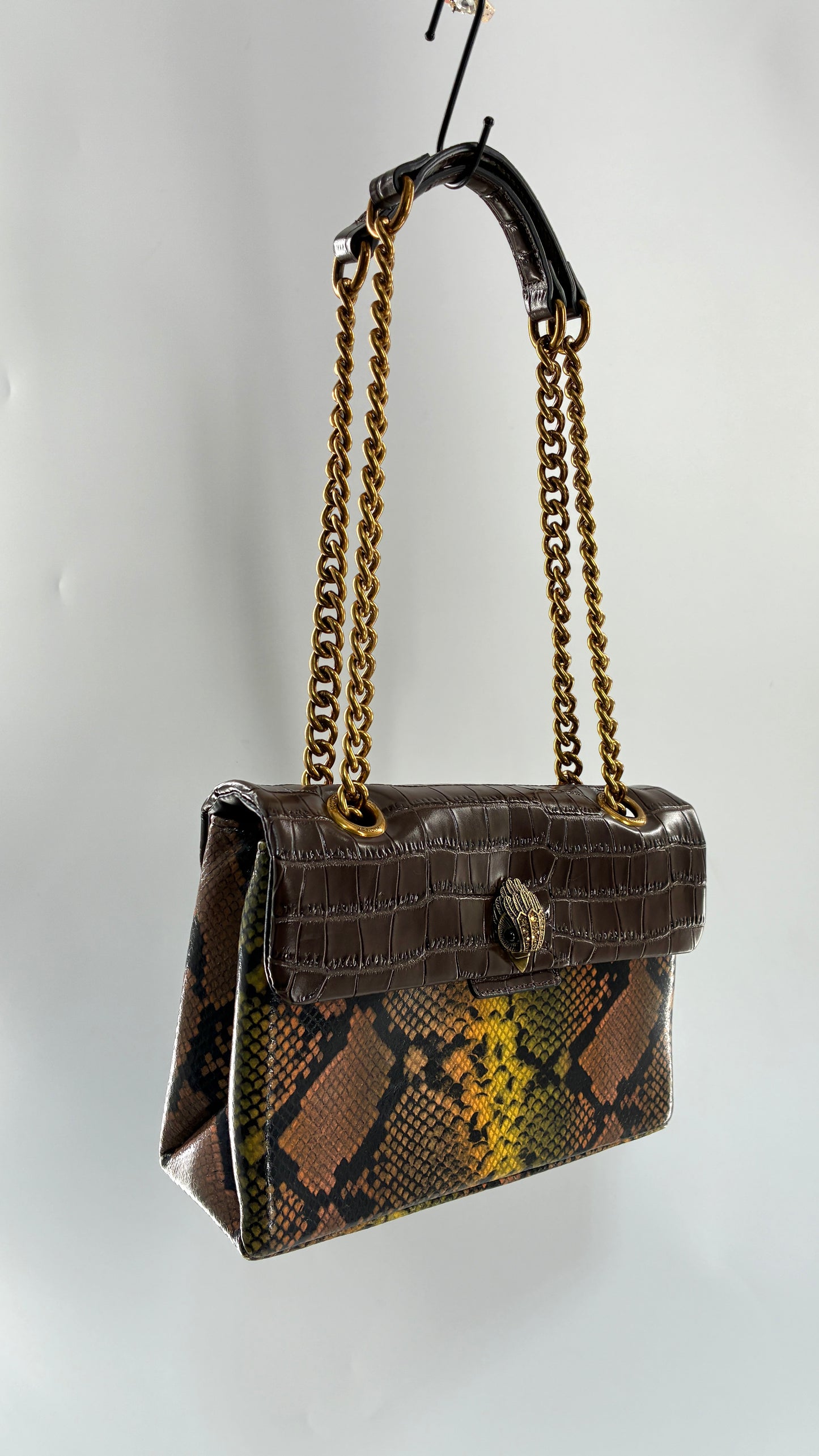 KURT GEIGER London Kensington Croc and Python Embossed Leather Crossbody Bag