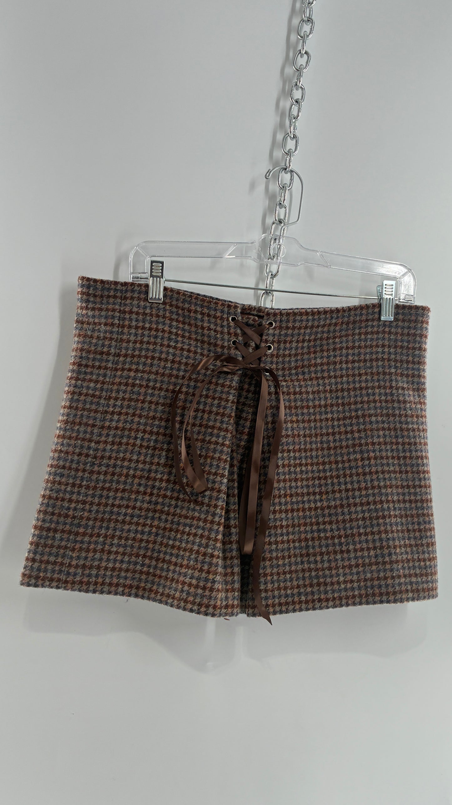 Vintage Suit Set with GOOD WORKS CLOTHING Wool Blend Indigo Plaid Blazer and Upcycled Wool Blend Mini Skirt (6 Petite)