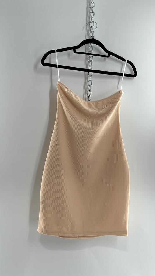 Nude Ribbed Tube Mini Dress Underlay Slip