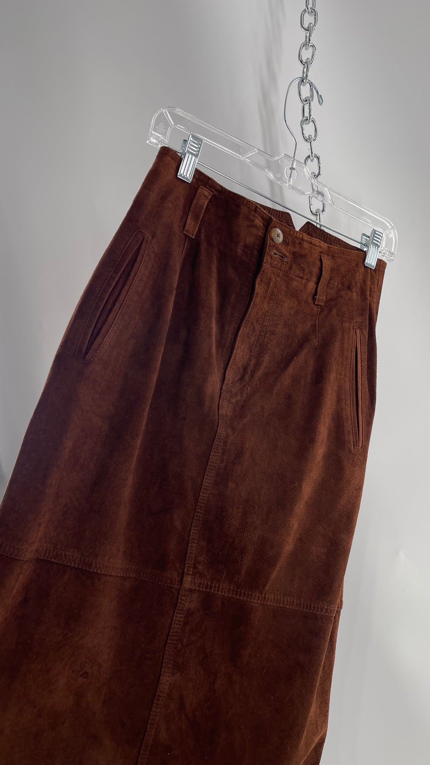 Vintage Lizwear Chocolate Brown Suede Long Skirt