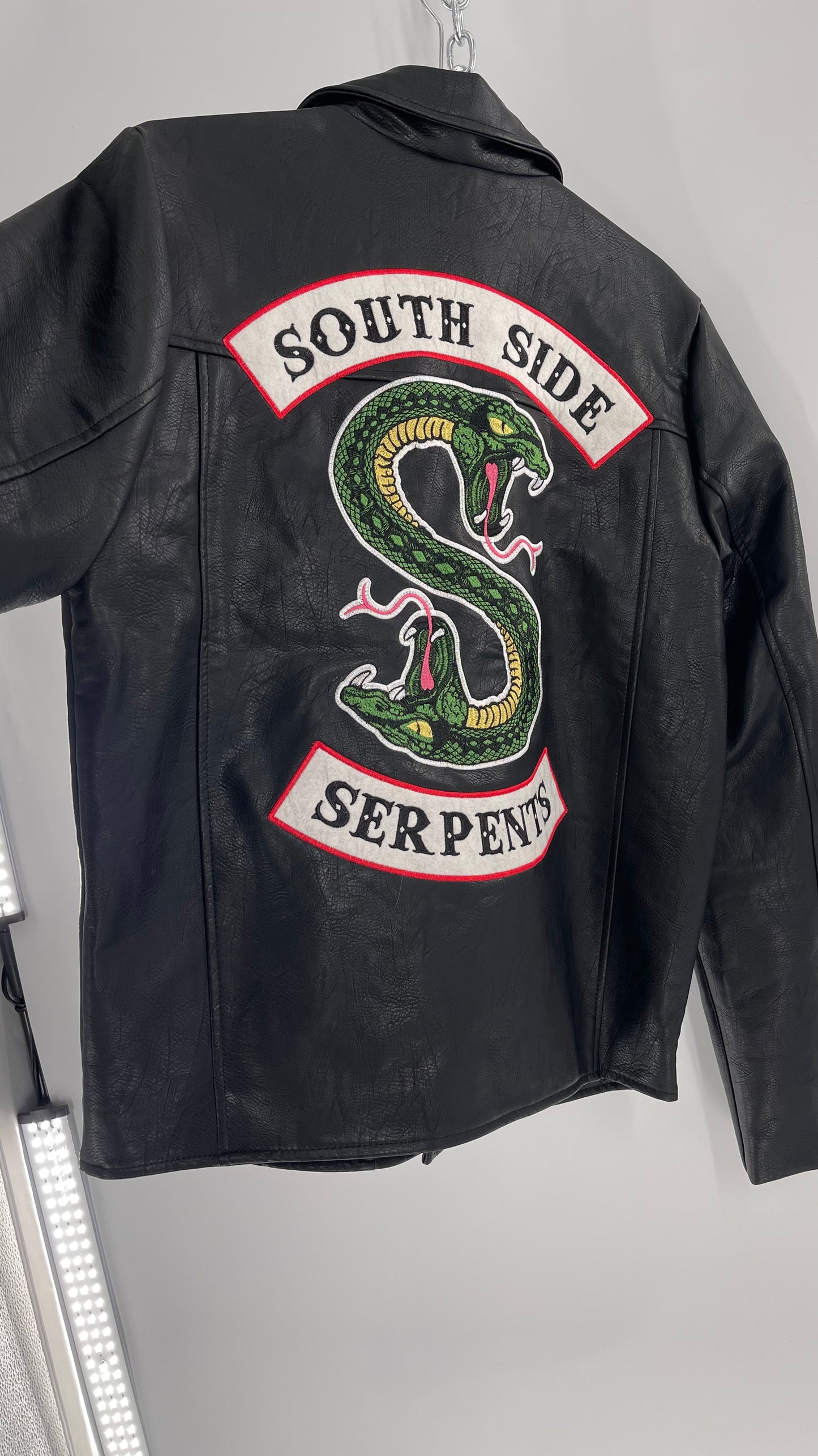 Riverdale Vegan Leather Jacket with Southside Serpents Embroidered Back (Medium)