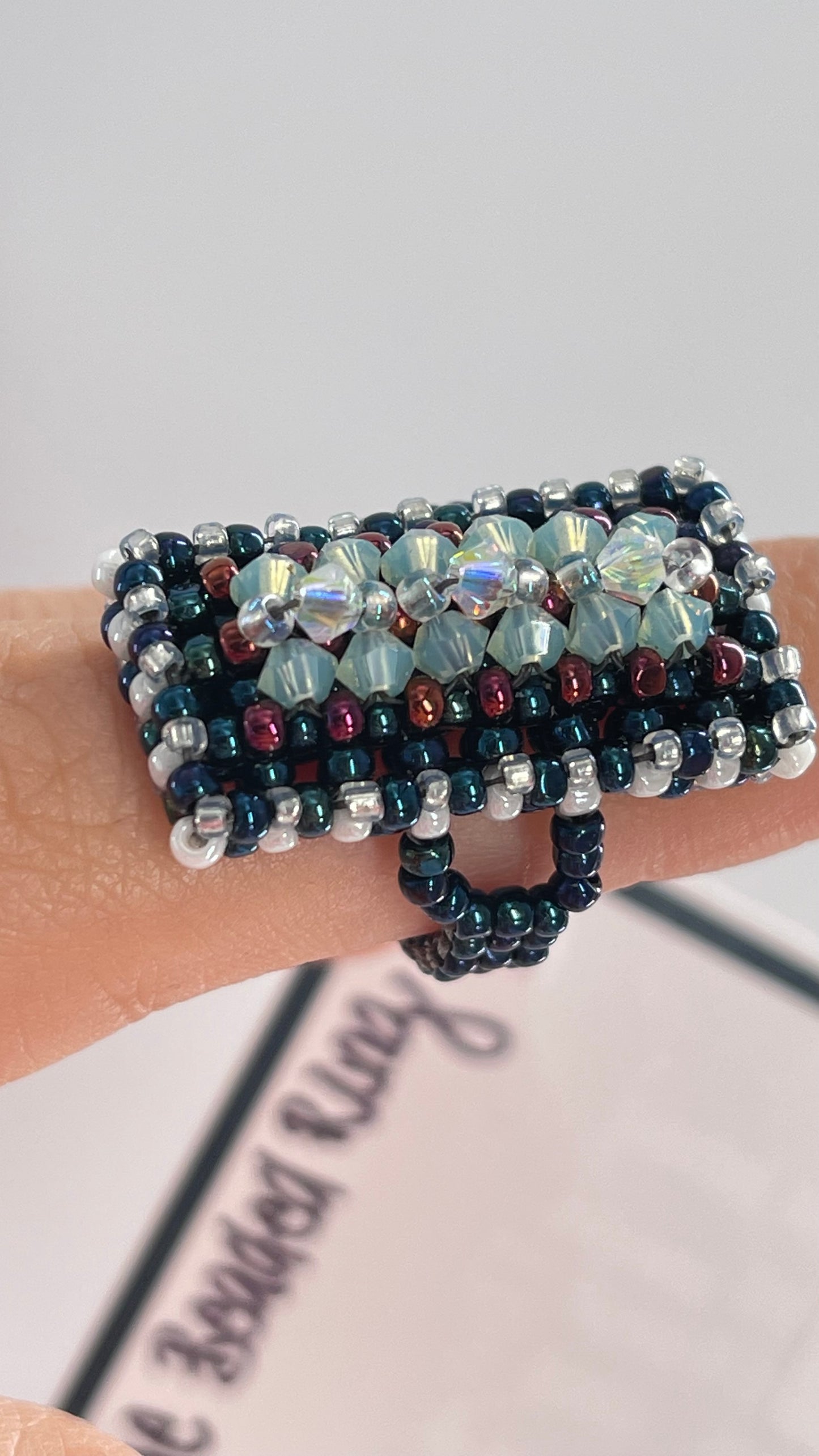Vintage 70s Fully Beaded Ring