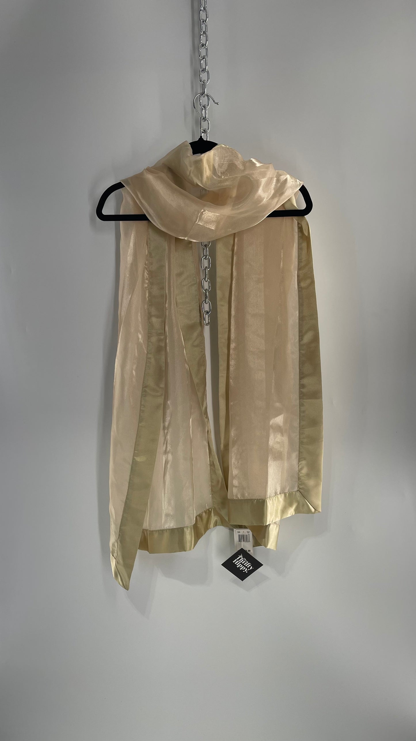 Deadstock Vintage Gold Voile Scarf with Tags Attached