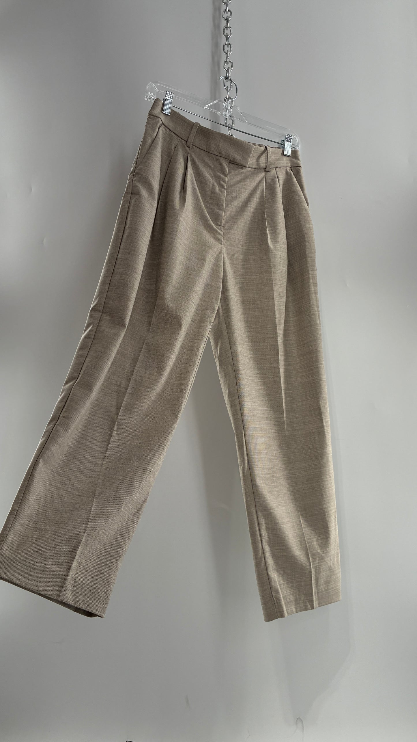 H&M 83% Recycled Polyester Beige Woven Trouser with Tags Attached (6)