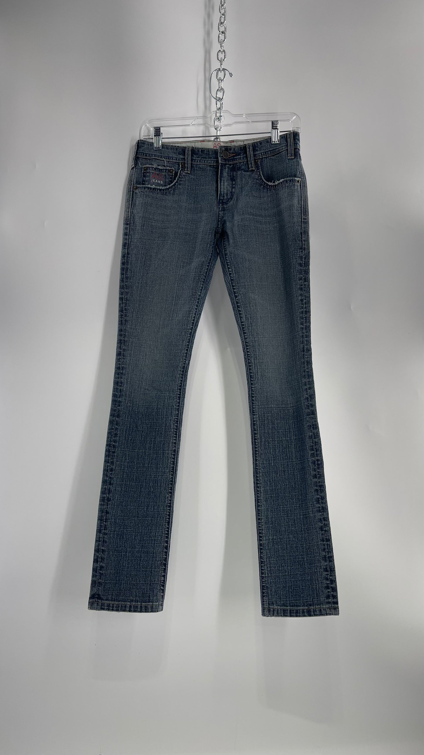 Vintage Smart AS JEANS Light Wash with Silver Metallic Female Posing Silhouette and Paulina Field Embroidery (28)