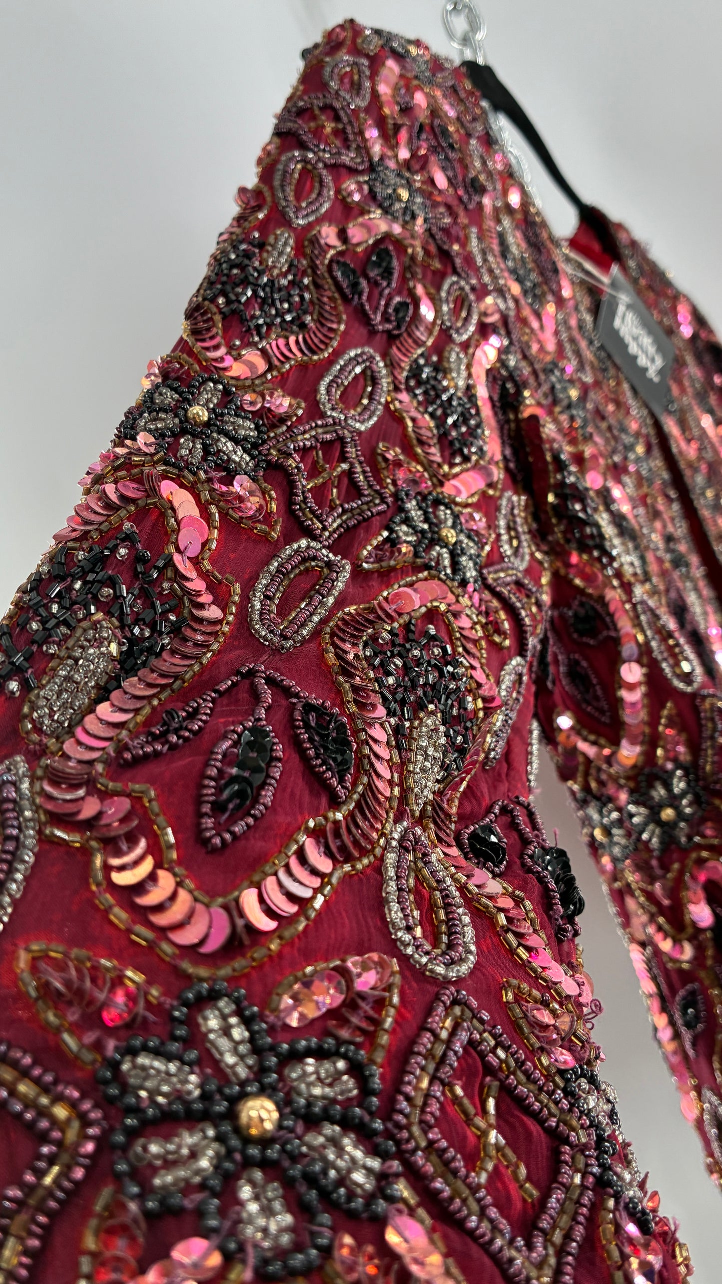 Vintage Beaded STENAY Burgundy Maroon Jacket (Medium)