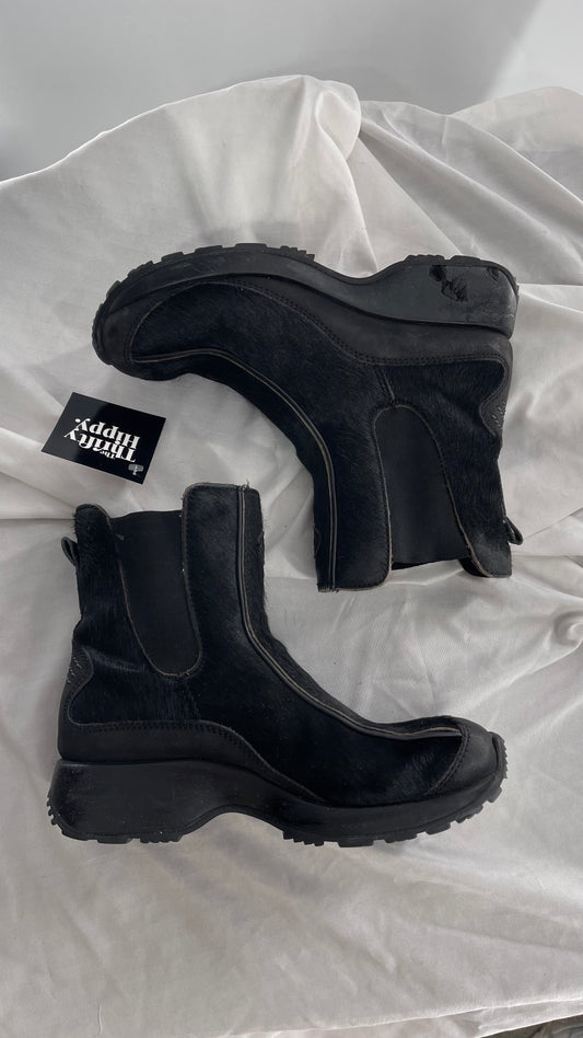 Vintage TECHNICA Black Cow Hide Round Toe Chunky Sole Boots (7.5)