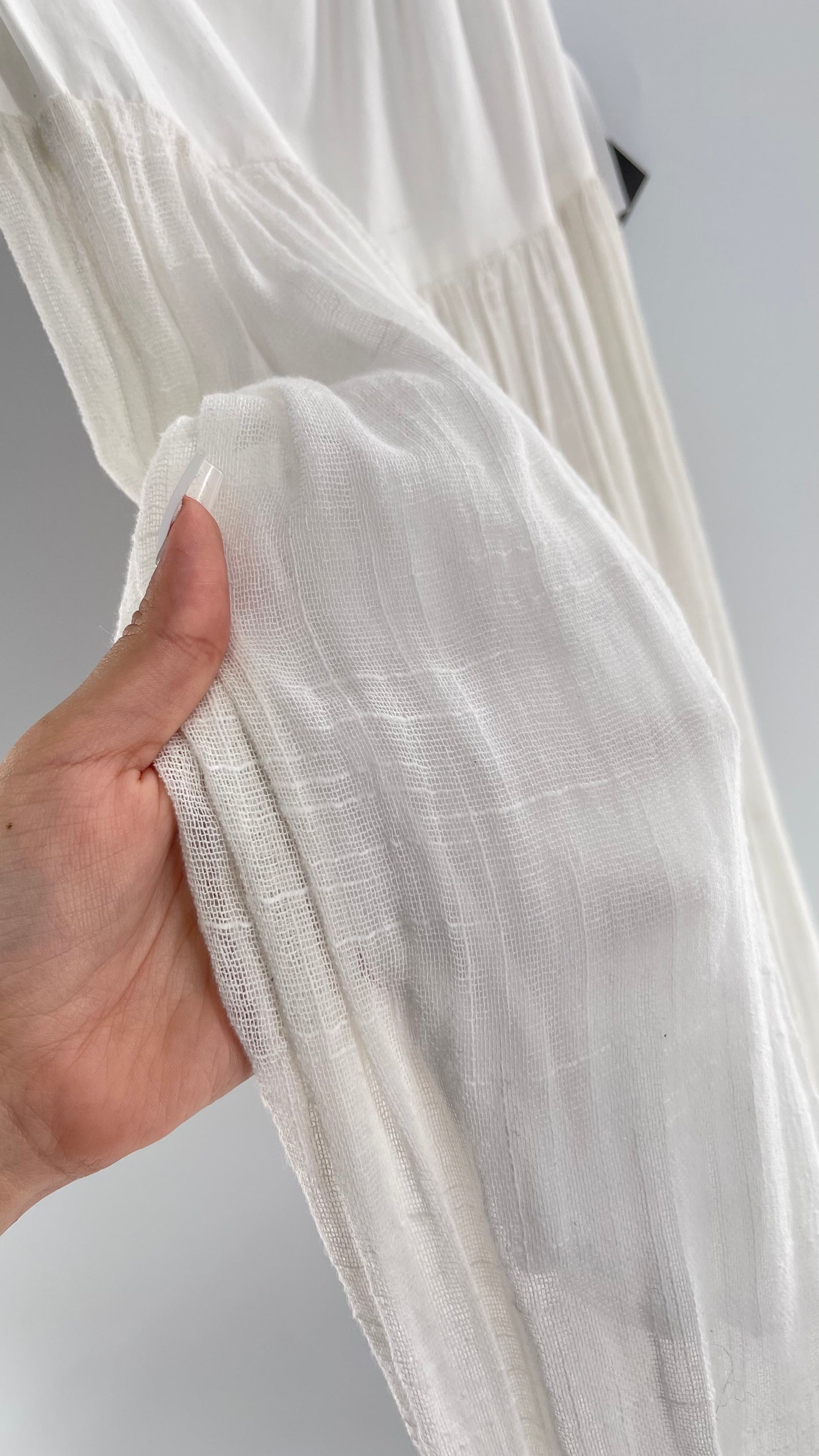 ØM Objects Without Meaning White Dress with Woven Skirt and Tags Attached (Large)