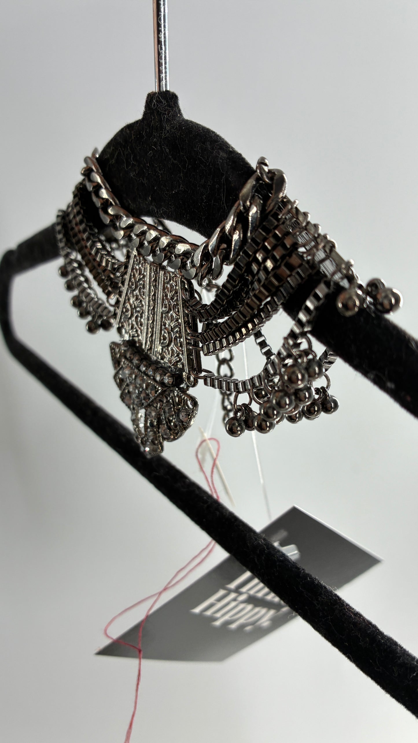 Free People Gun Powder Metal Elaborate Chain Bracelet/Anklet