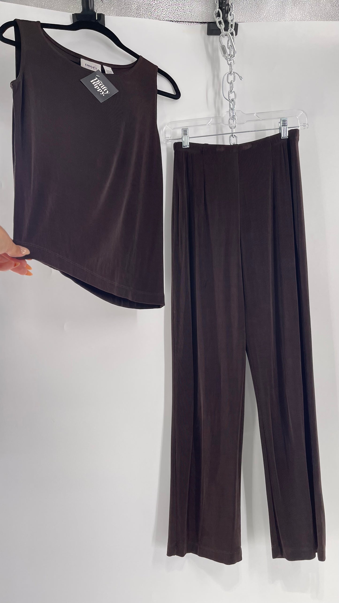 CHICOS Vintage Set Dark Brown/Grey Loungewear ‘Run Those Errands’ 2pc Set (XL)