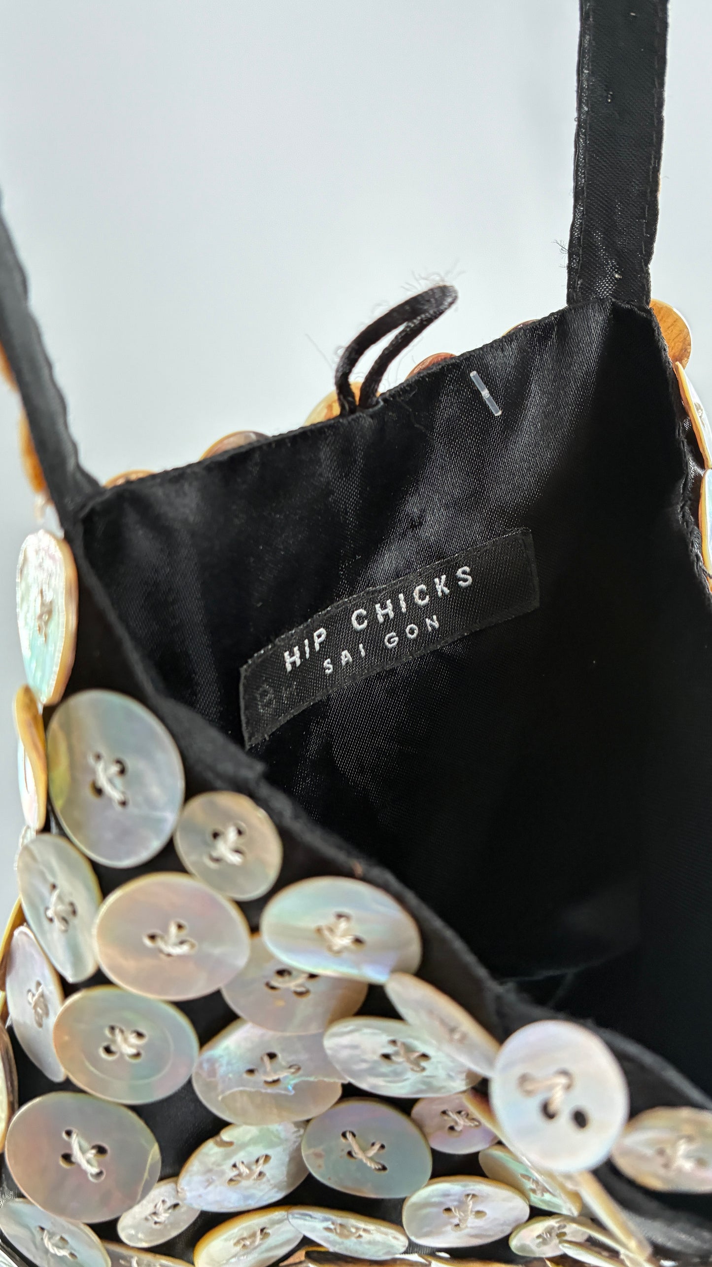 Vintage HIP CHICKS SAIGON Button Itty Bitty Bag