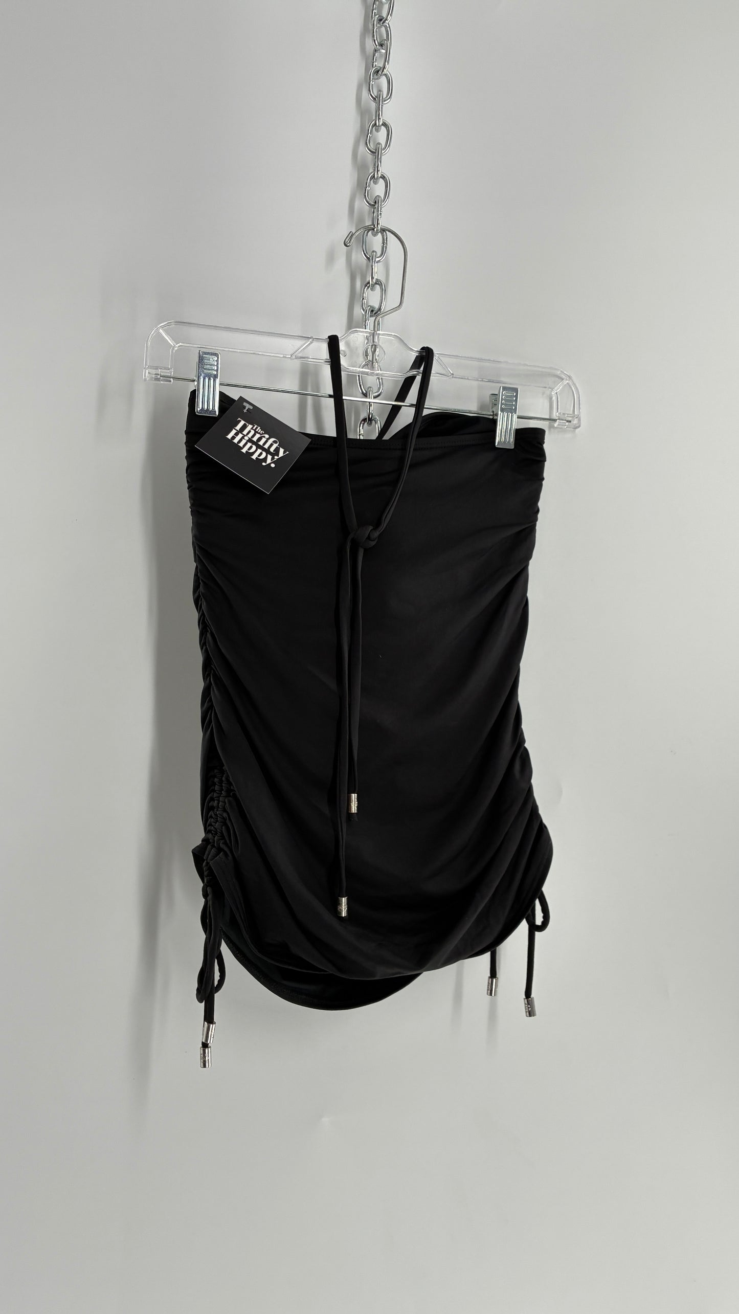 Vintage Michael Kors Ruched Tankini with Adjustable Sides, Halter Choker, and Branded Hoop (Small)