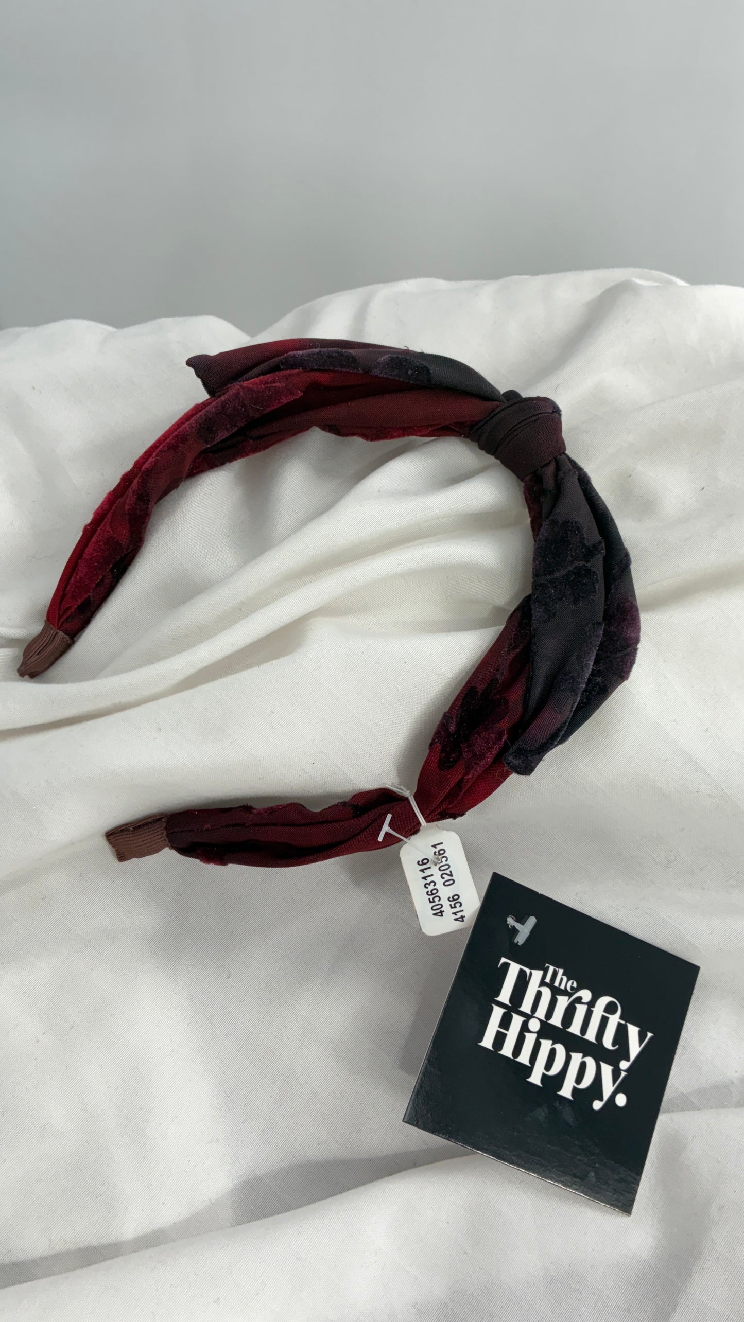 Free People Maroon Burgundy Velvet Headband with Tags Attached