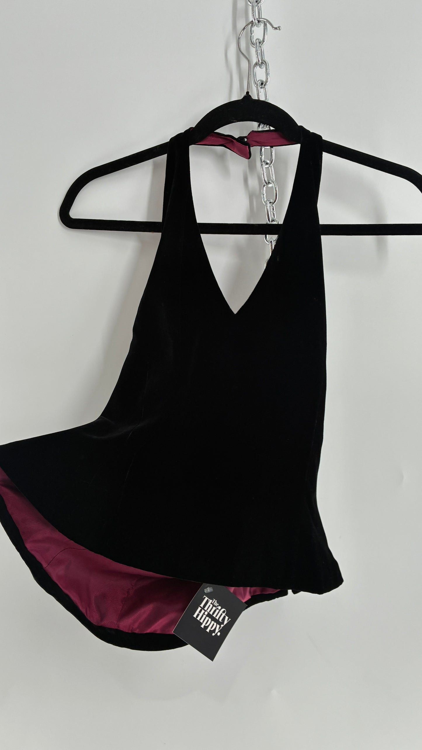ANN TAYLOR Petite Black Velvet Low Back Tailored Cropped Halter (8P)