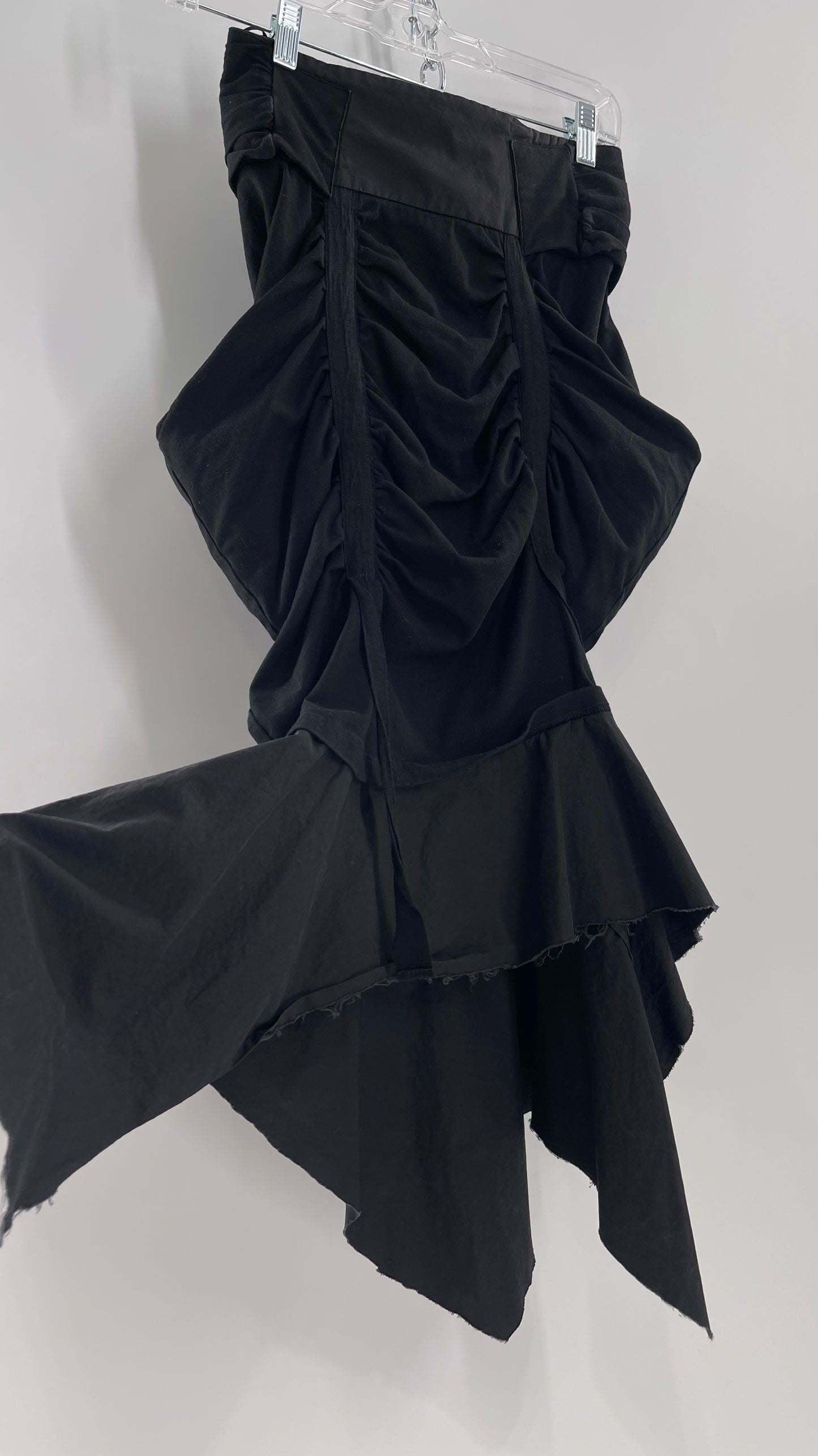 AGANOVICH Black TS50 Jersey Ruched Asymmetric Cargo Skirt with Gold Zipper (0)