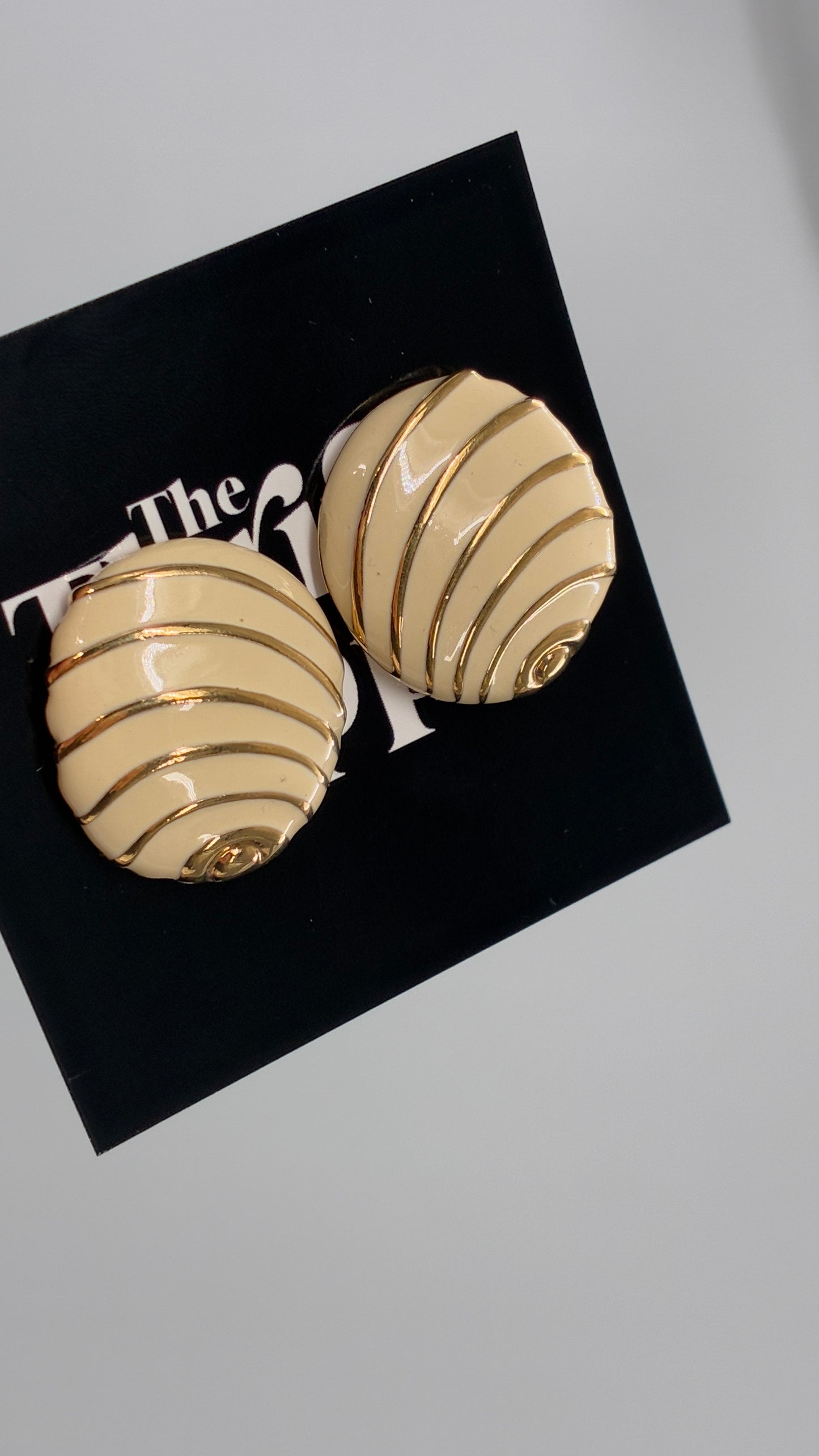 Vintage Cream and Gold Earrings