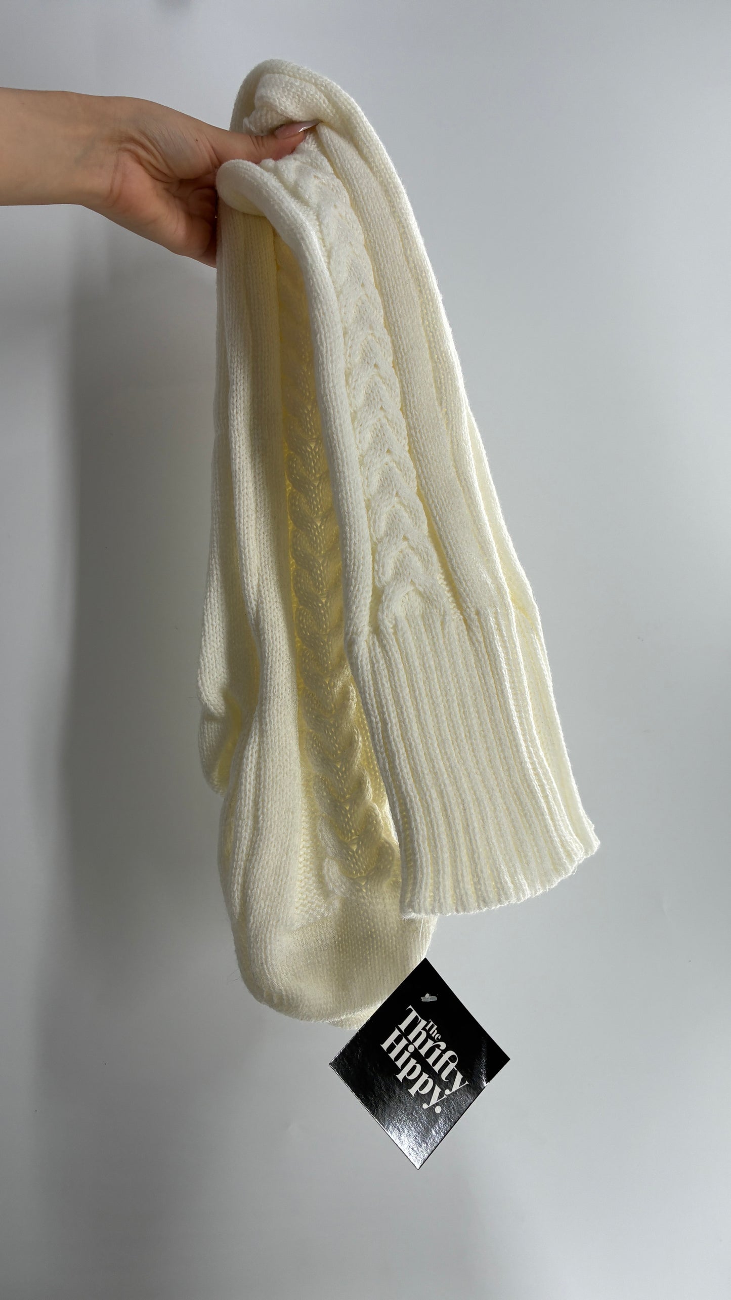 NWOT Off White Thick Knit Thigh High Cableknit Socks