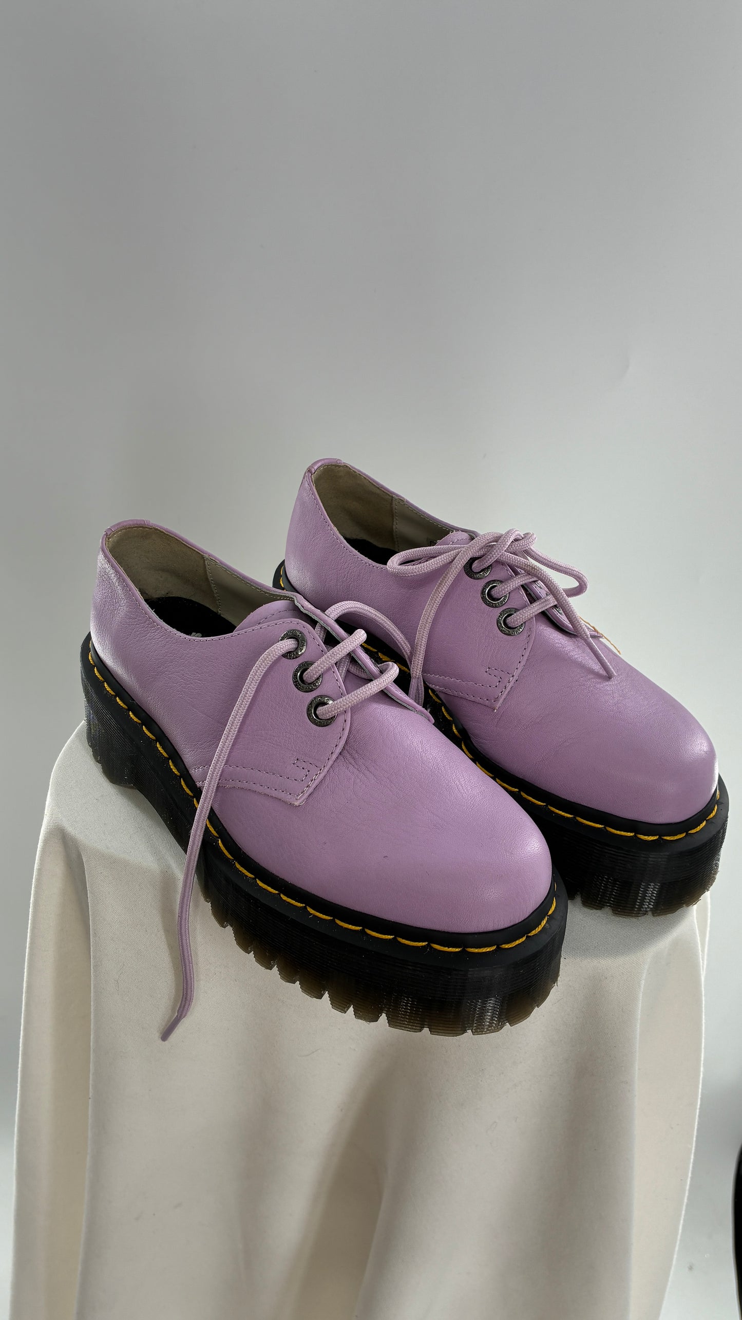 Vintage Dr. Martens 1461 Quad II, Lilac Purple, Pisa Leather Platform Oxfords (6)