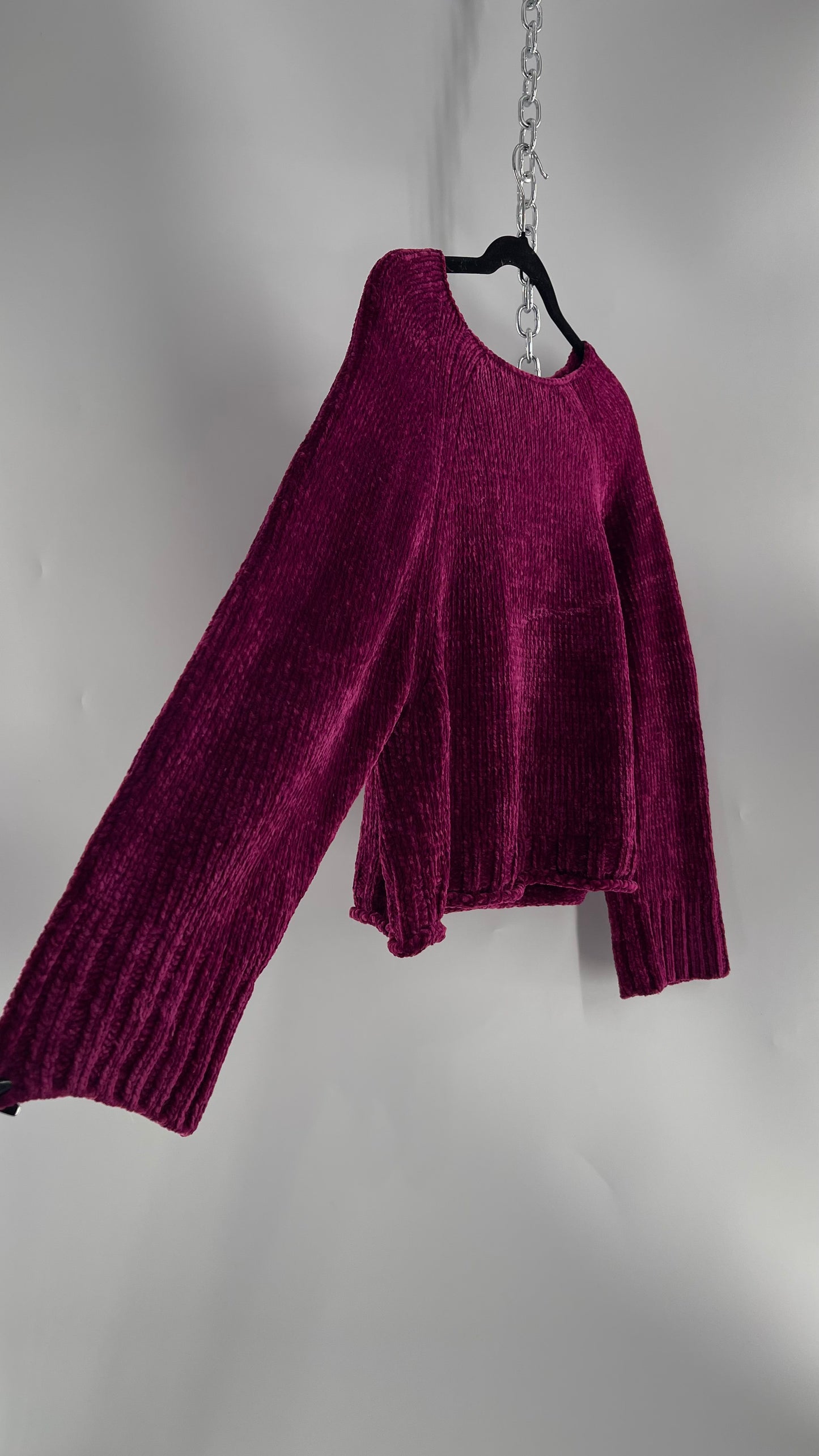 Anthropologie MOTH Fuchsia Purple Chenille Sweater (XS)