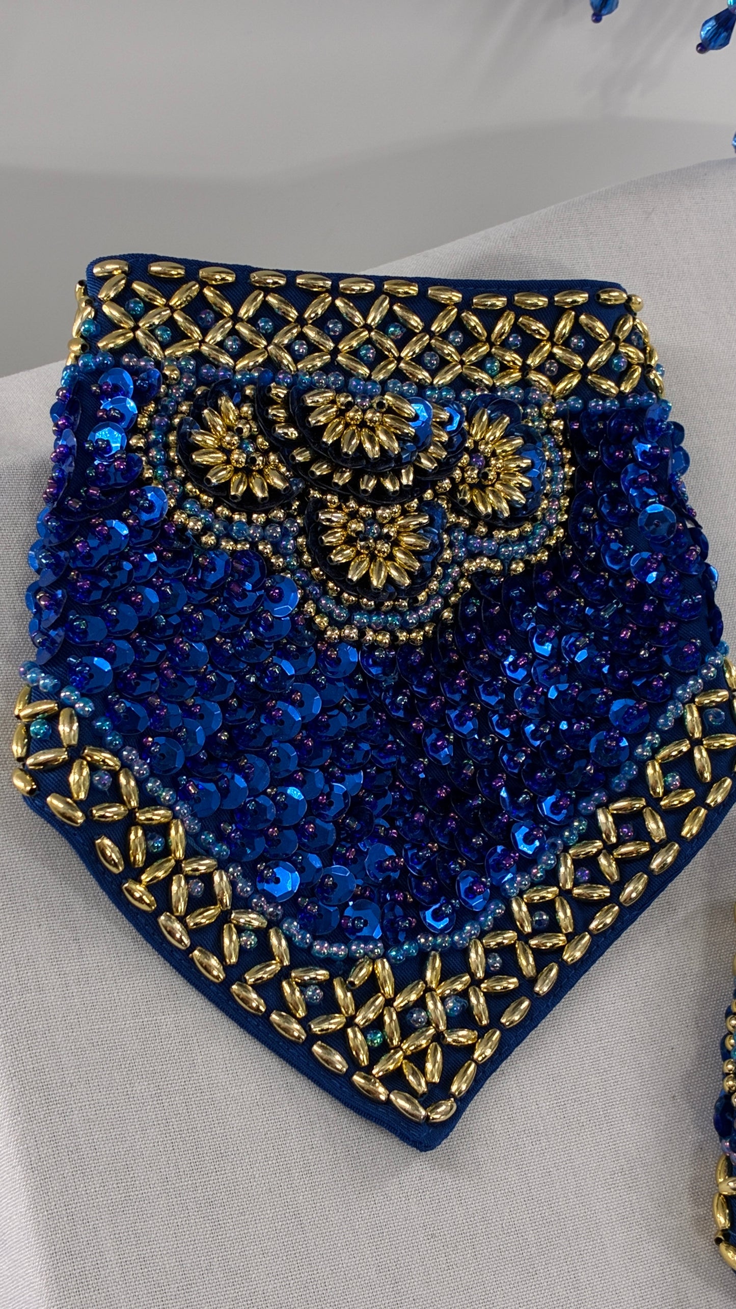 Vintage Royal Blue and Gold Beaded Belly Dancing Set