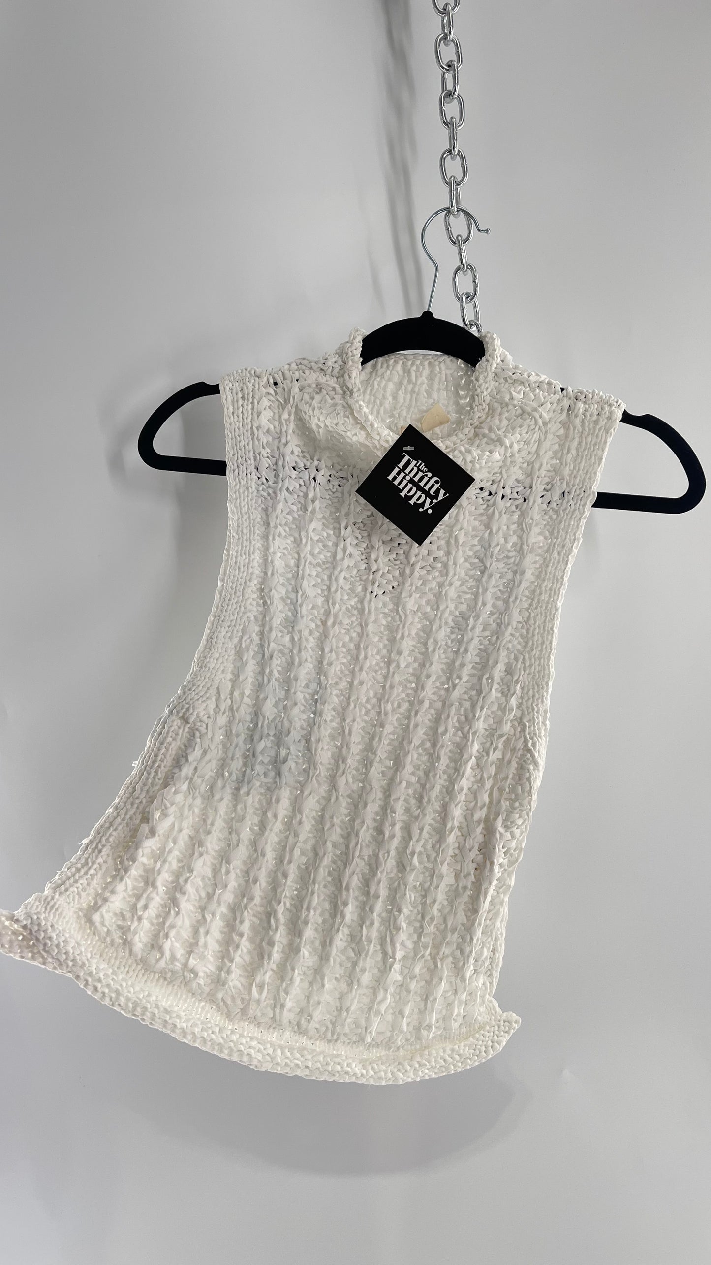 Anthropologie Moth Crochet Open Knit Mock Neck Tank (XS)
