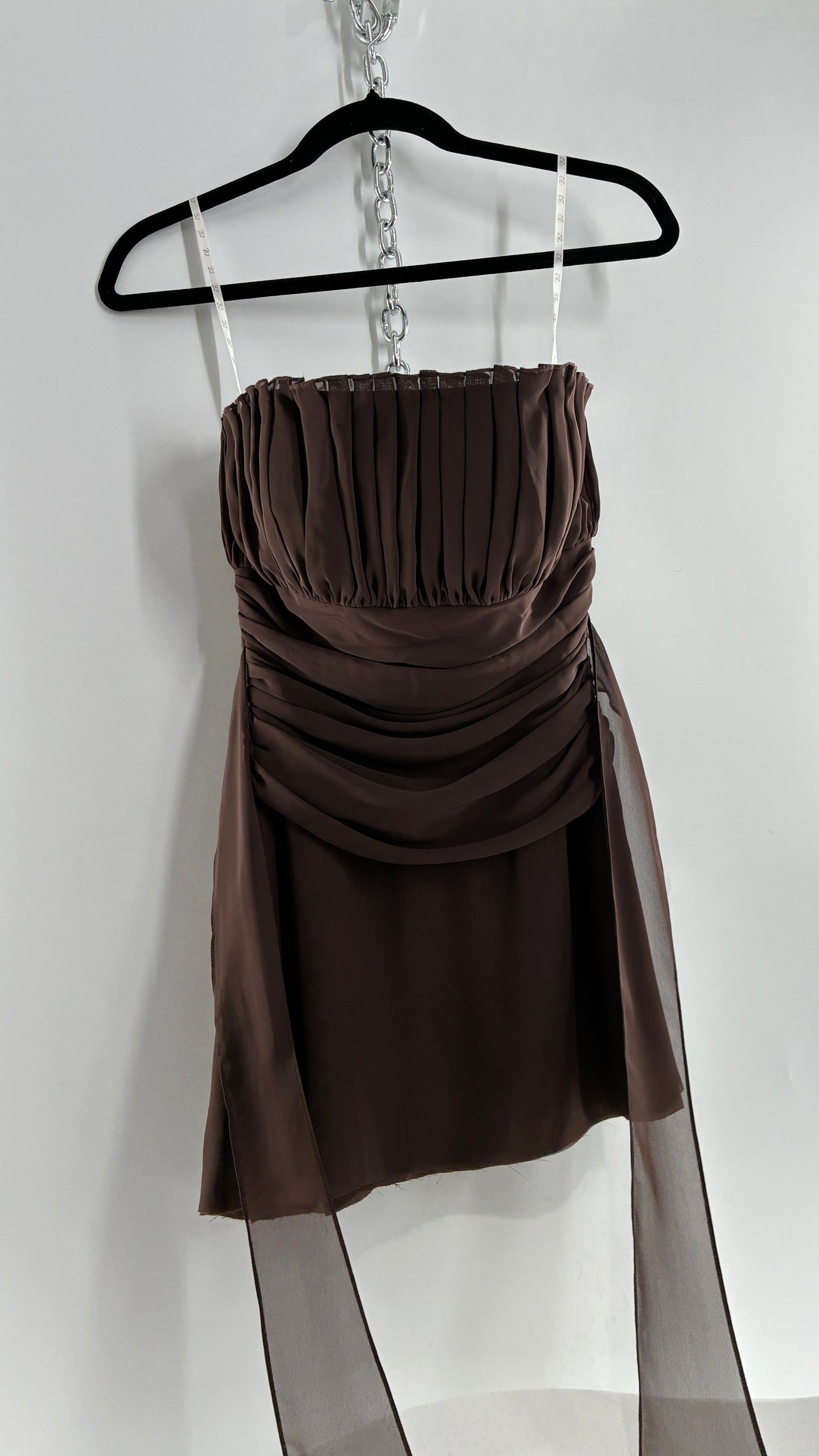 Vintage Brown Ruched Chopped Blouse with Pleated Bust (6)