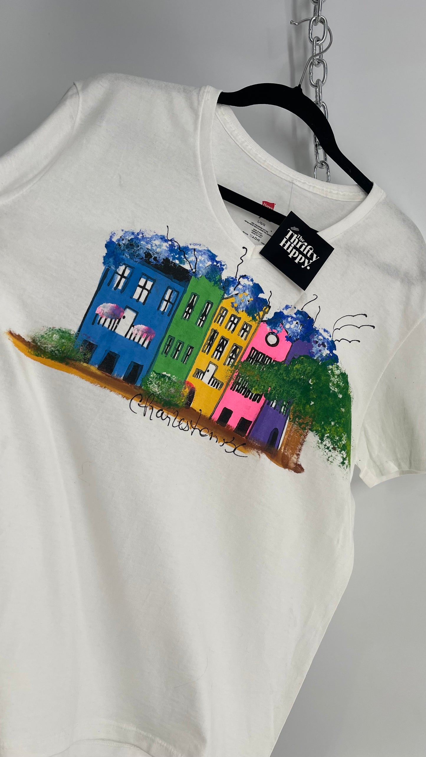 Vintage Hand Painted Charleston, SC Artist Tourist T (Large)