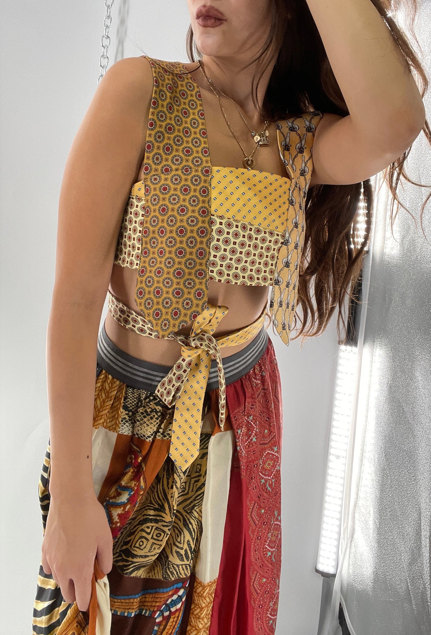 CUSTOM Handmade Yellow “All Tied Up” Cropped Blouse (One Size)
