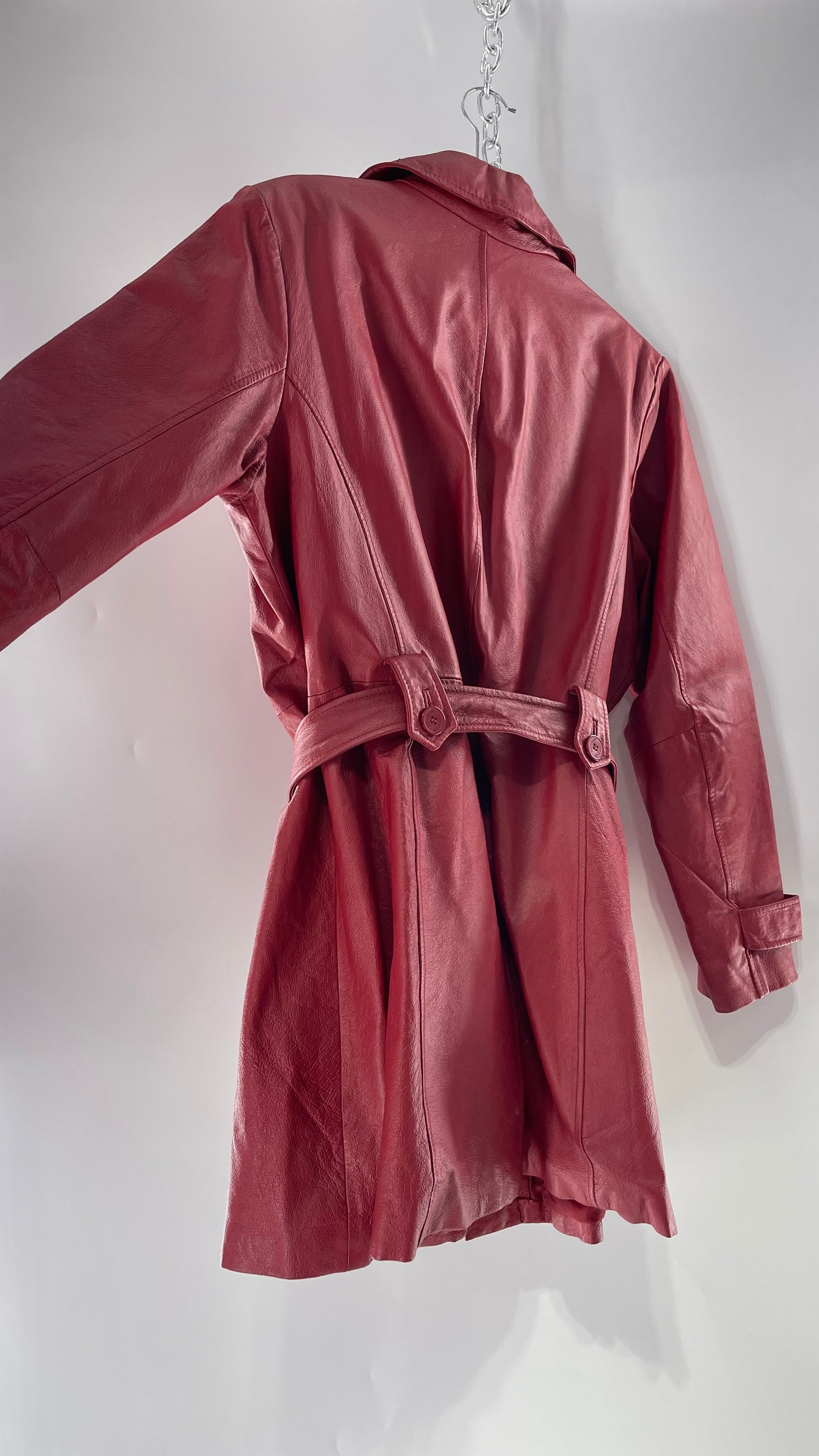 Vintage MetroStyle Red Leather Trench (C)(L/XL)