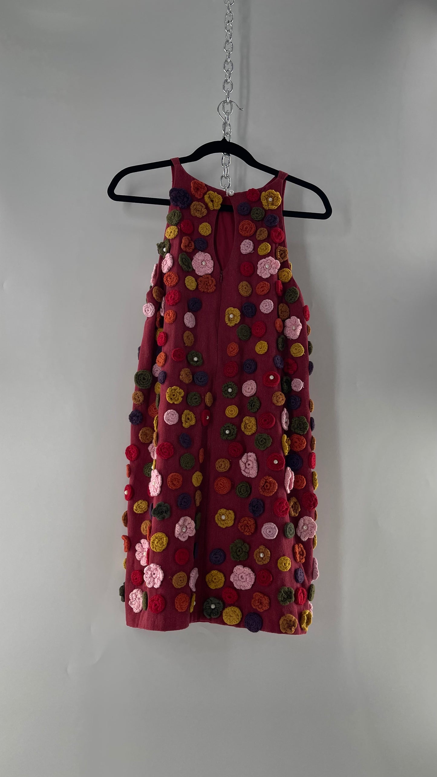 GUILD KALLOS Crochet Flower Appliqué Shift Dress (6)