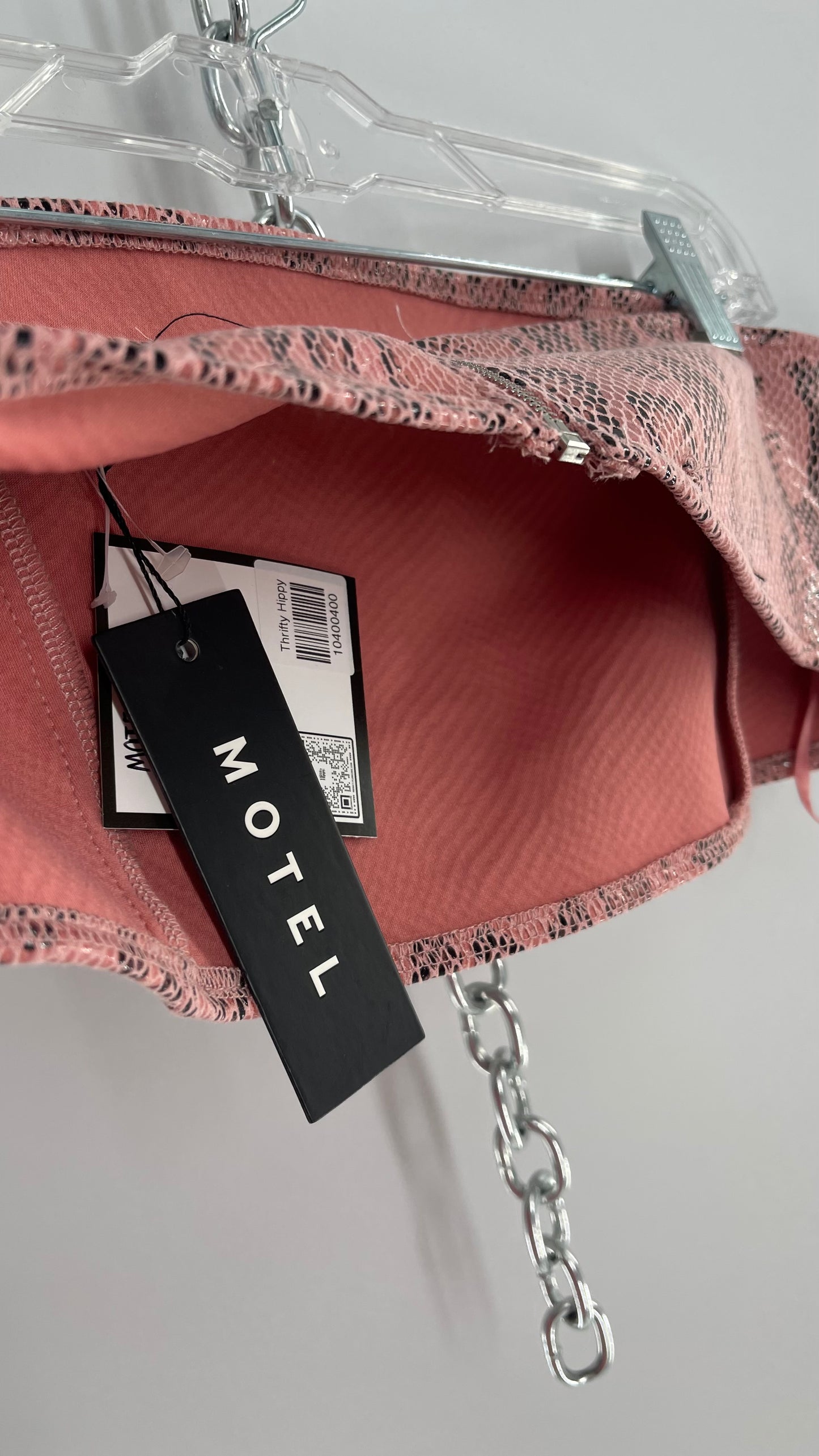 MOTEL Pink Snakeprint Bandeau with Tags Attached (XL)