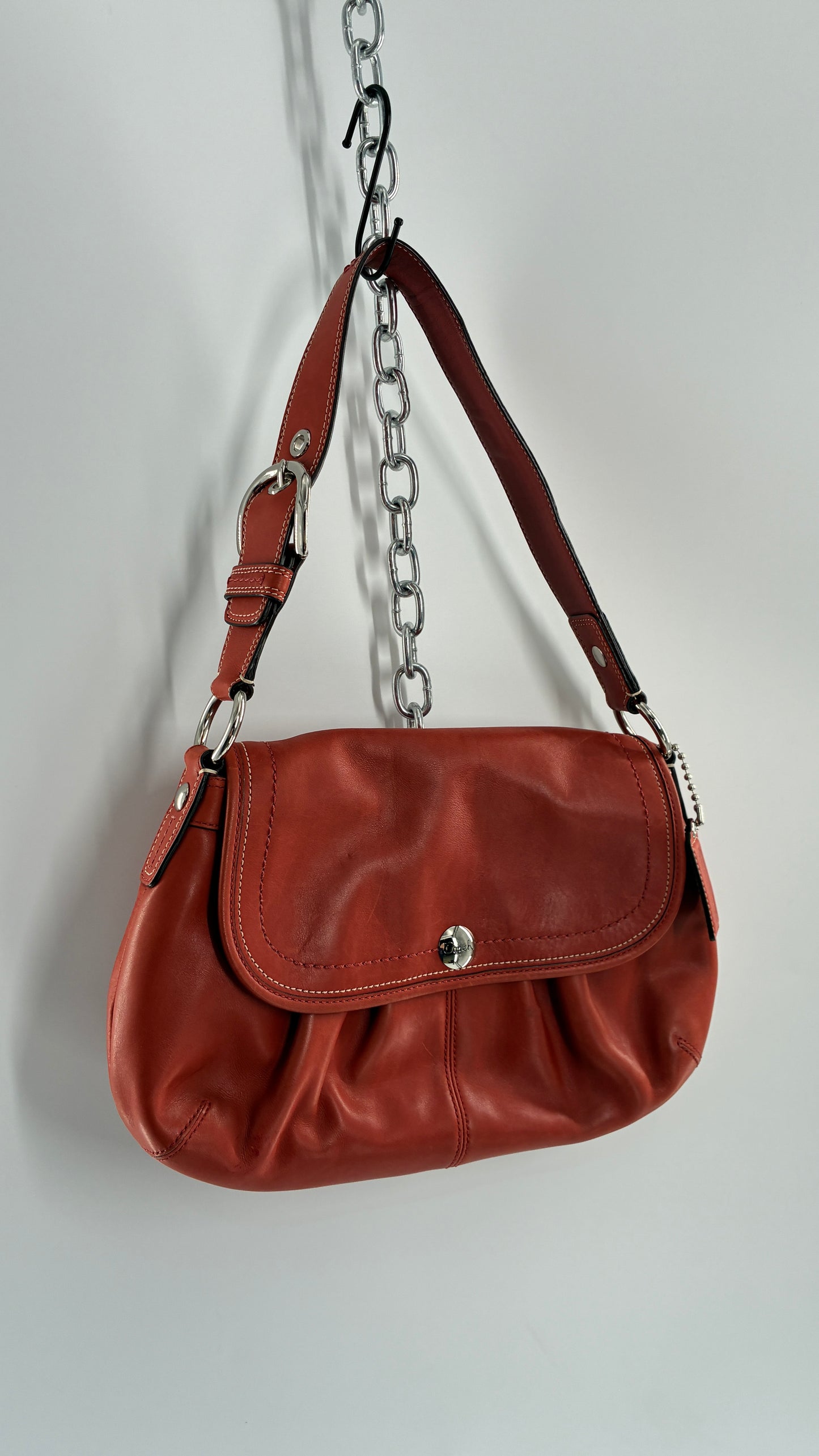 Vintage COACH Soho Salmon Orange Genuine Leather Shoulder Bag