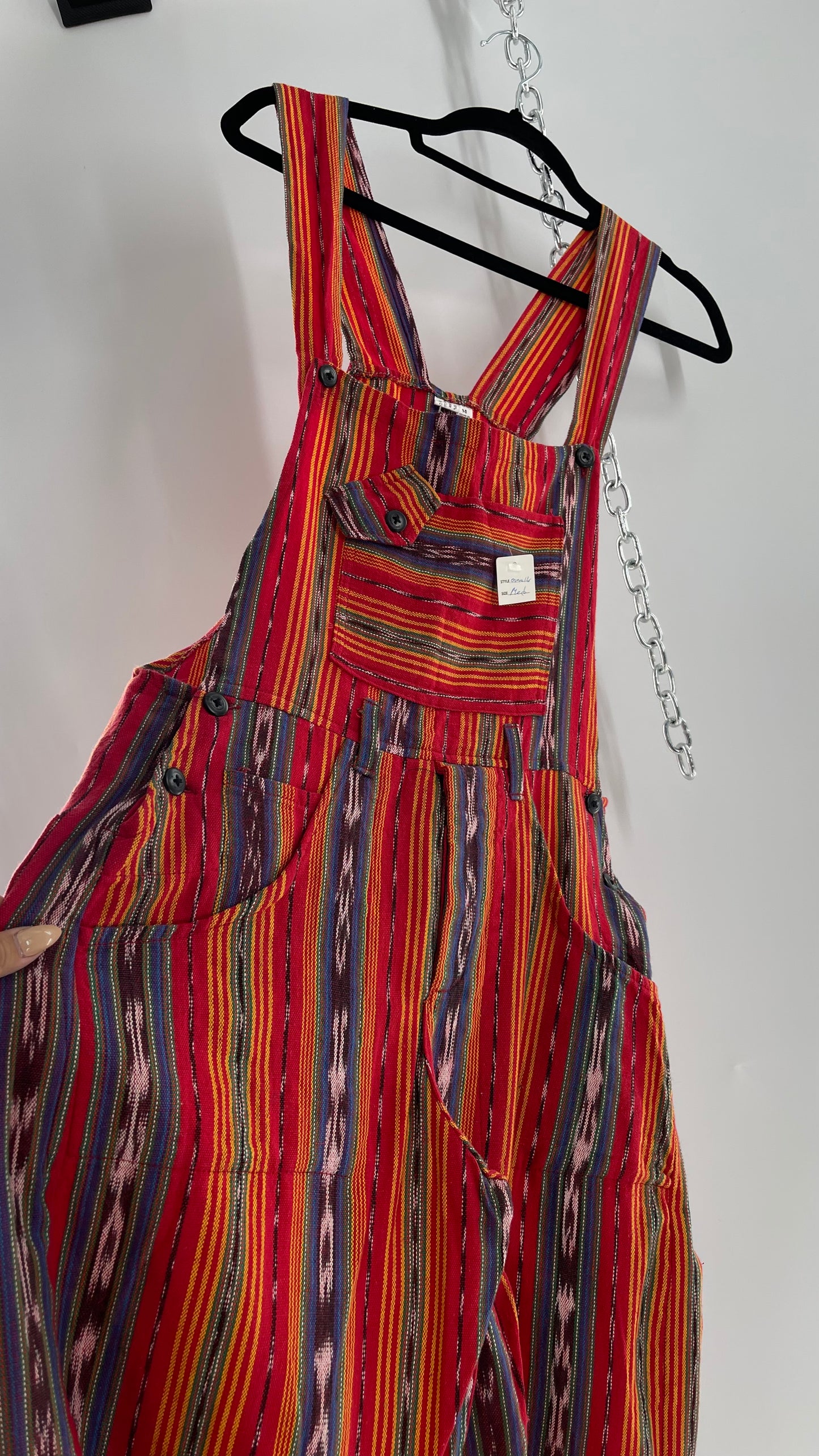 Vintage Red Baja 1970s Guatemalan Overalls (Medium)