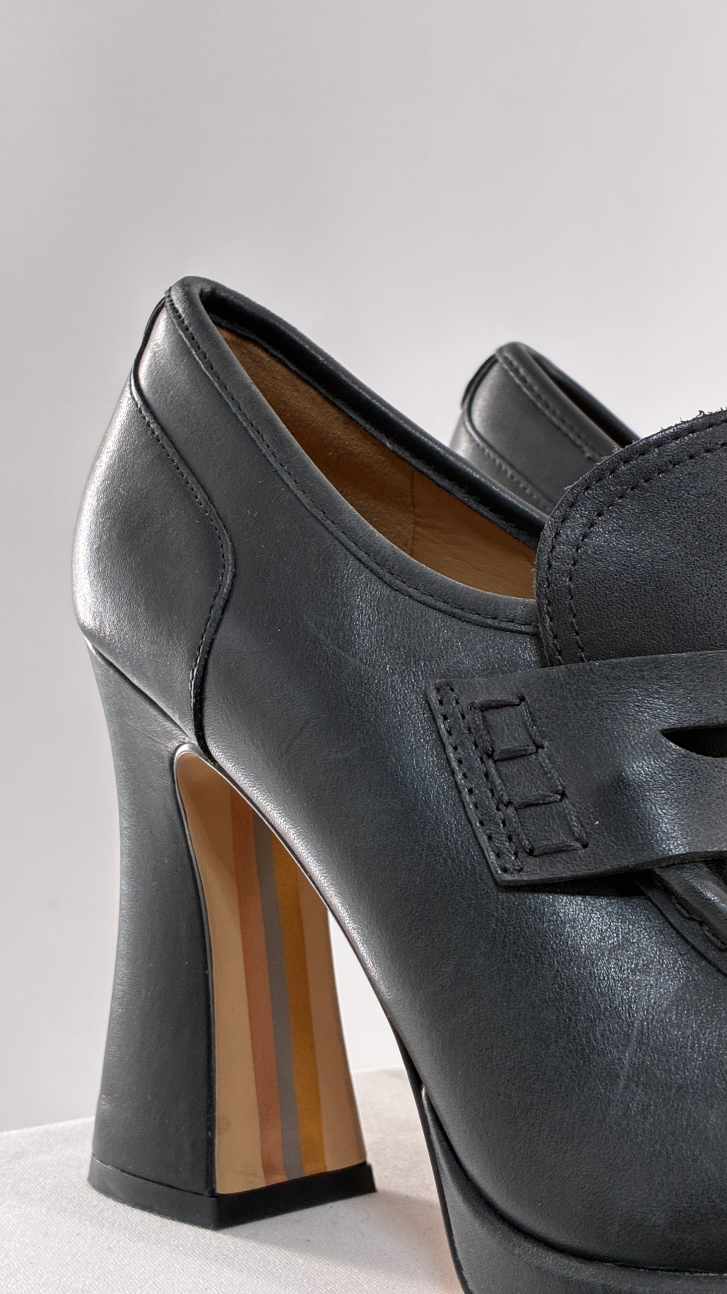 Vintage Sam Edelman Jeanette Black Genuine Leather Chunky Heel Oxfords (9)