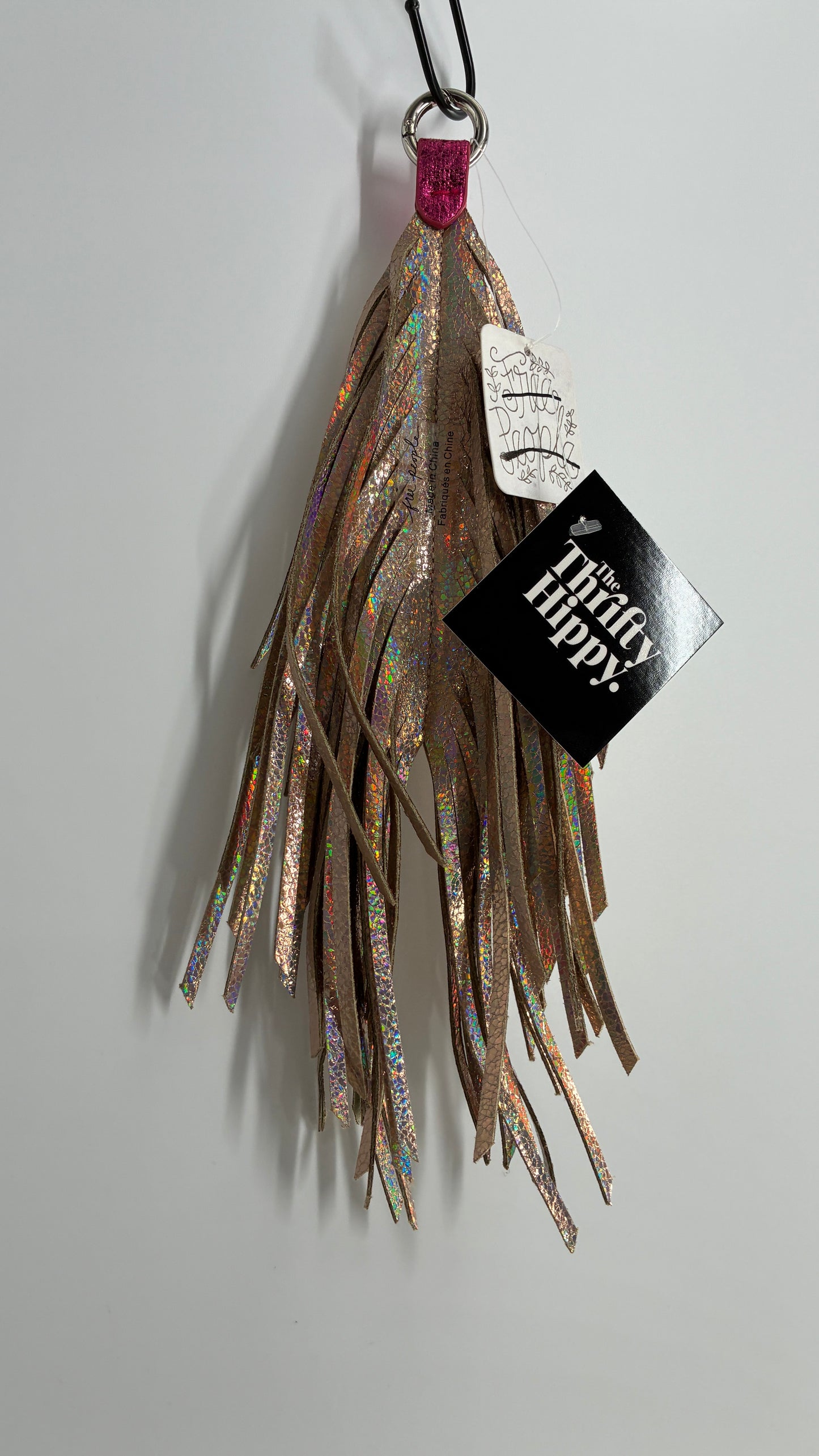 Free People Iridescent Feather Keychain with Tags Attached
