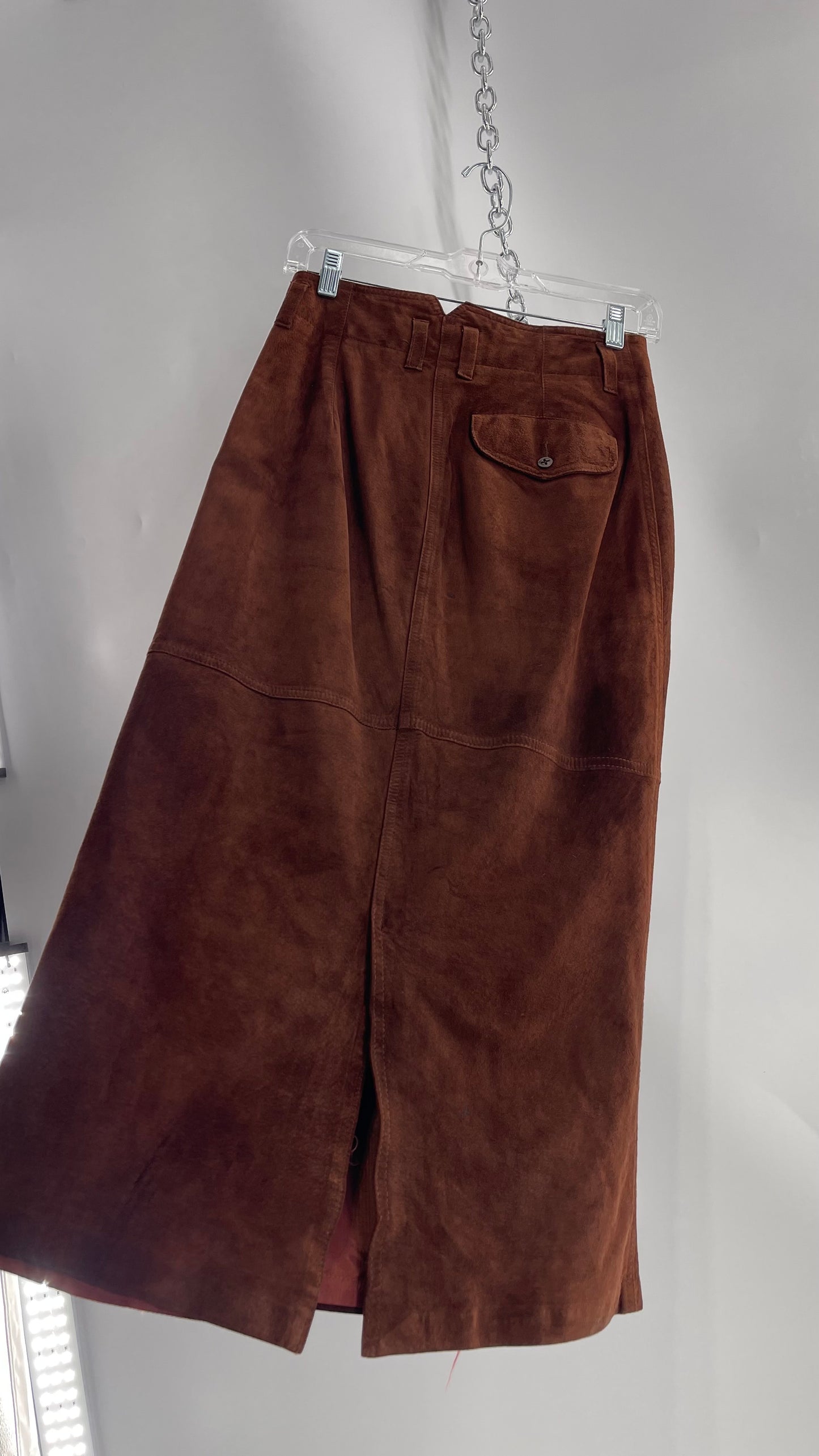 Vintage Lizwear Chocolate Brown Suede Long Skirt