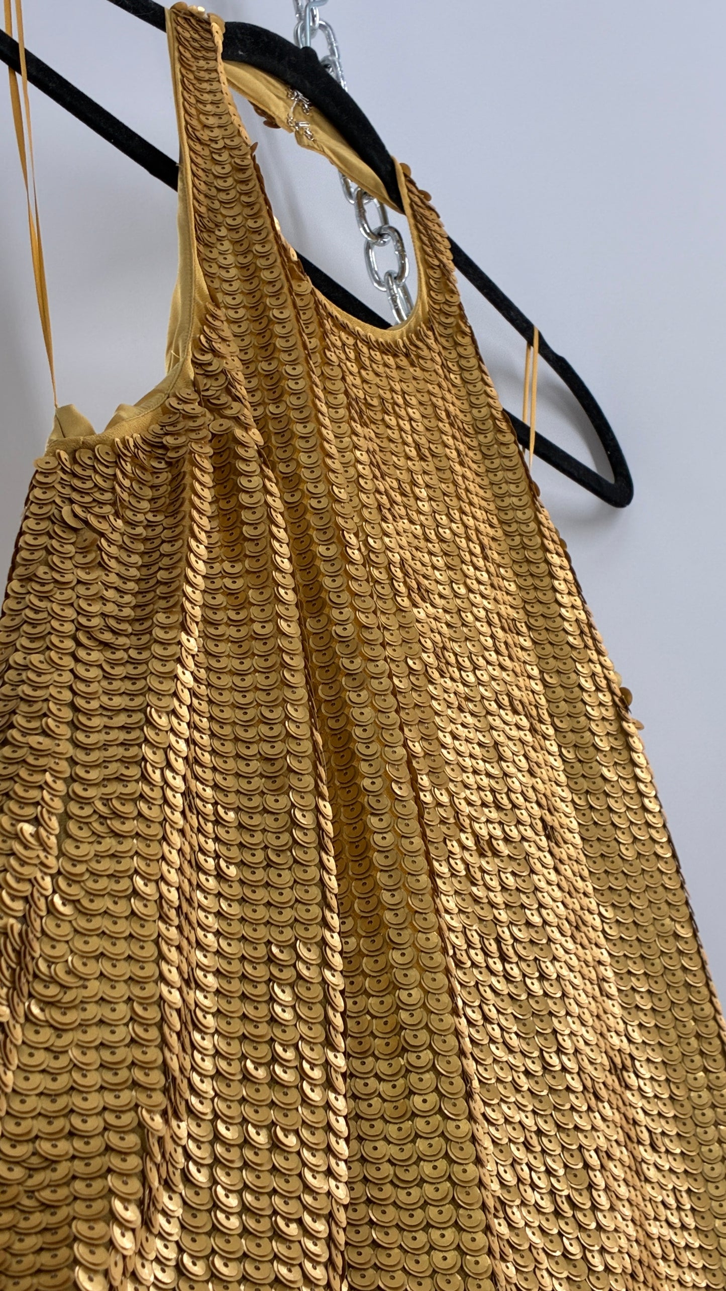 Deadstock Vintage EXPRESS Sequin Beaded Halter Mini Dress with Low Backless Detail (Medium)