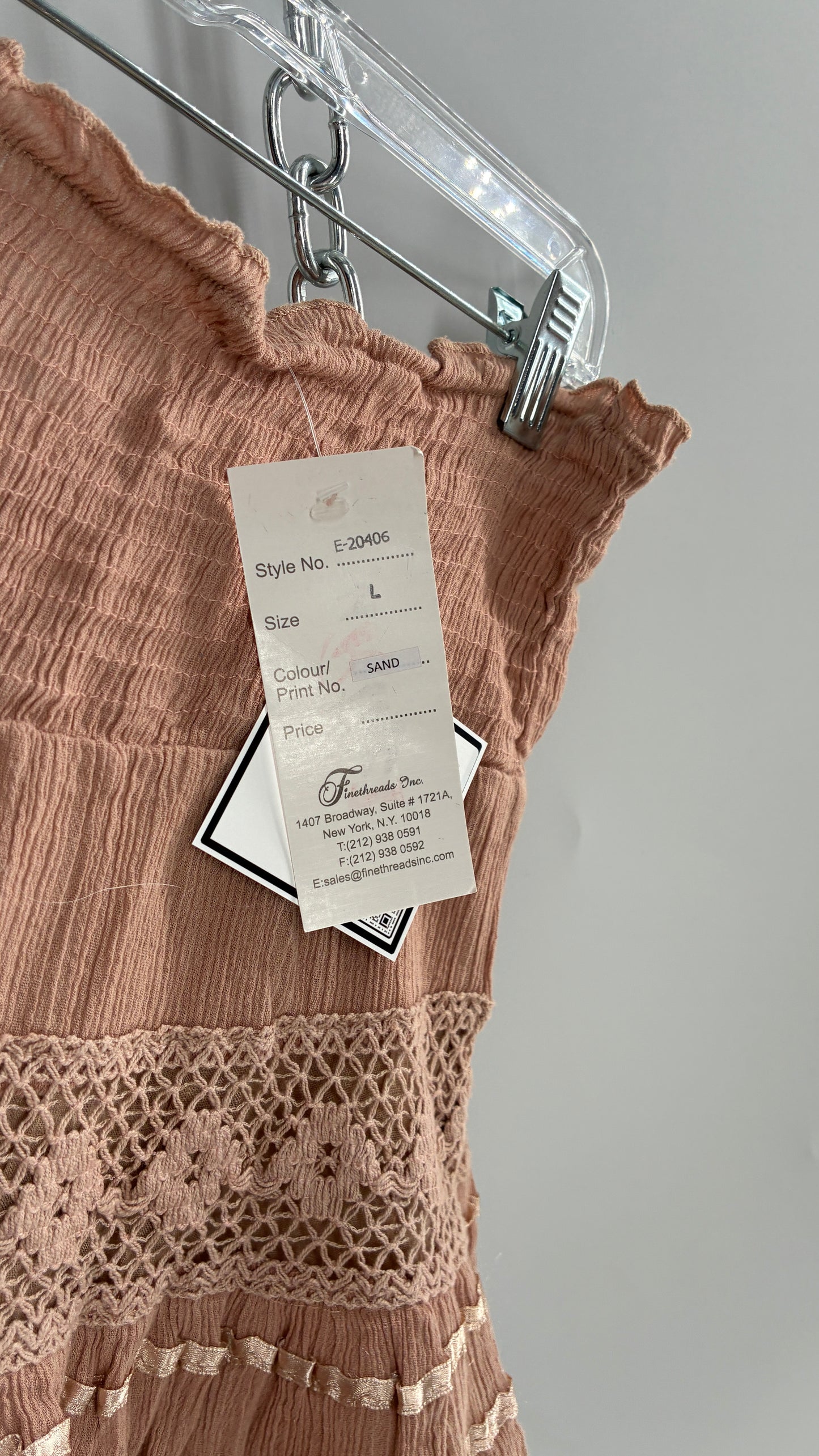 Vintage URthe1 Tan Satin Ribbon and Crochet Lace Mini Skirt (Large)