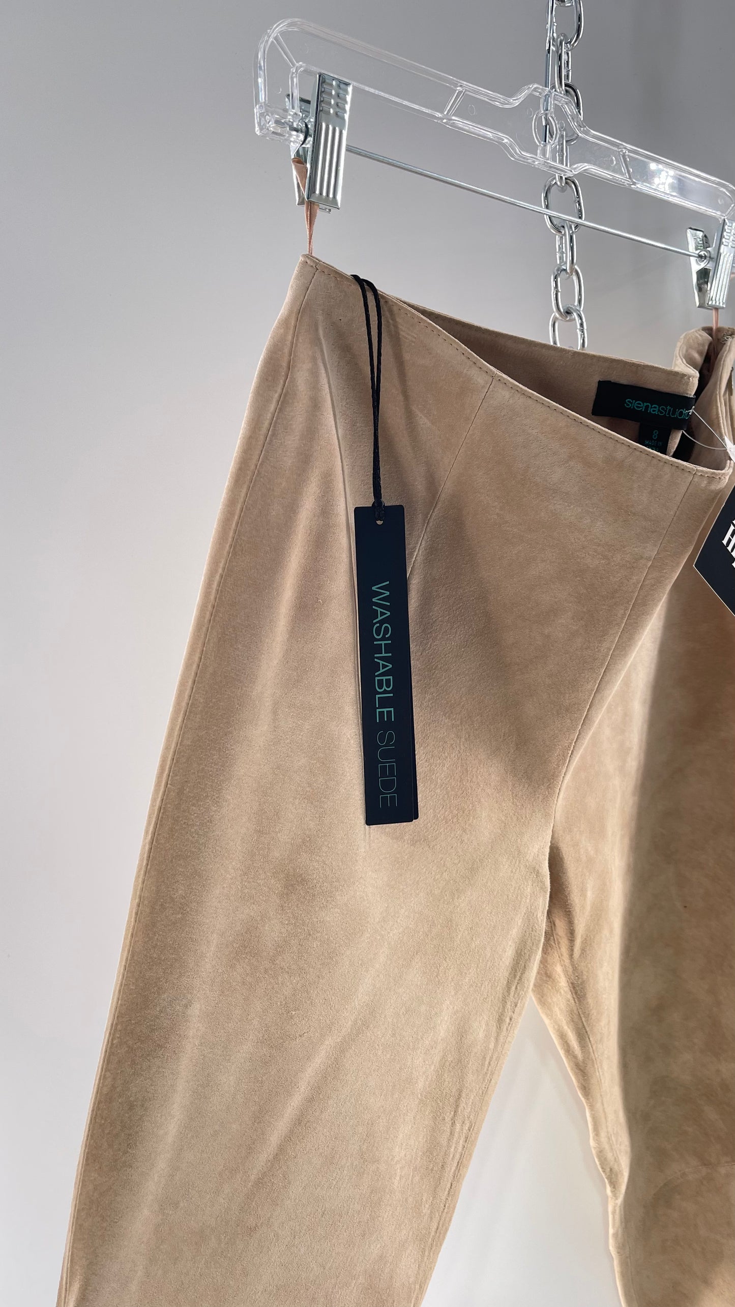Deadstock Vintage Slouchy SienaStudio Oatmeal Tan Suede Pants (8)