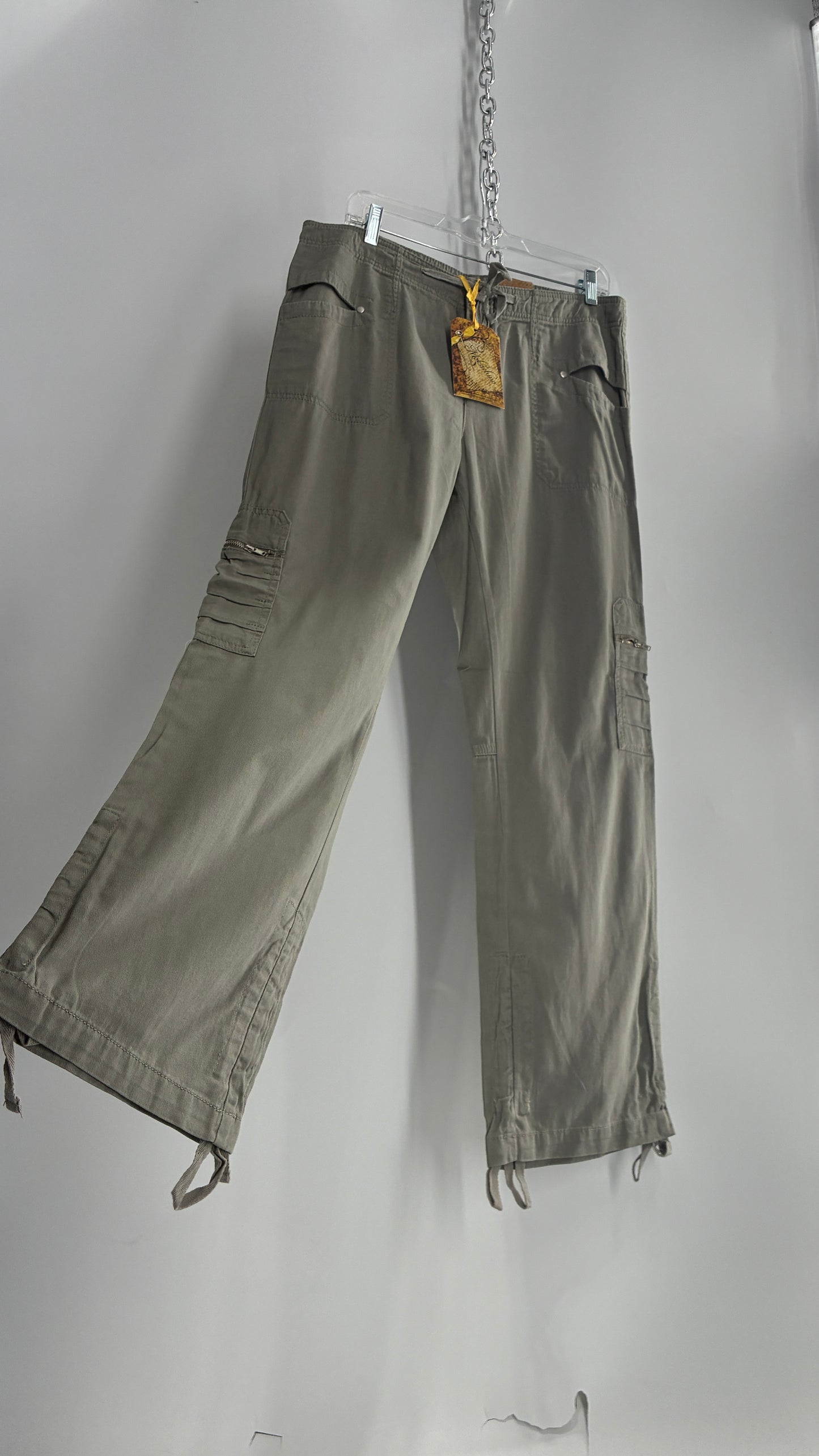 Deadstock Vintage MOKACHINO Grey Green Drawstring Cargos (8)