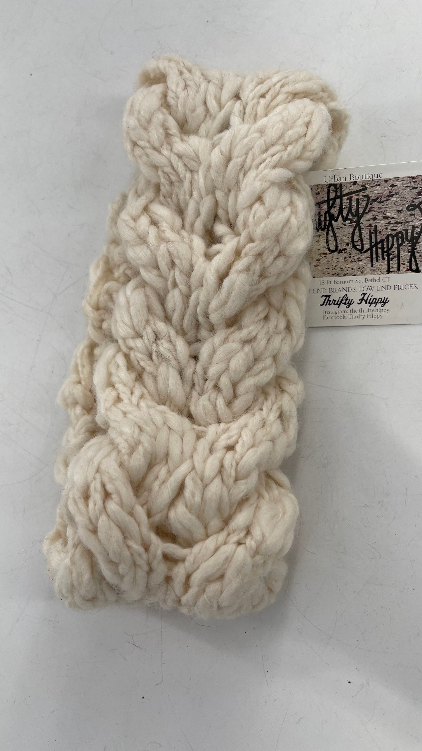 Cream Knit Braided Yarn Headband