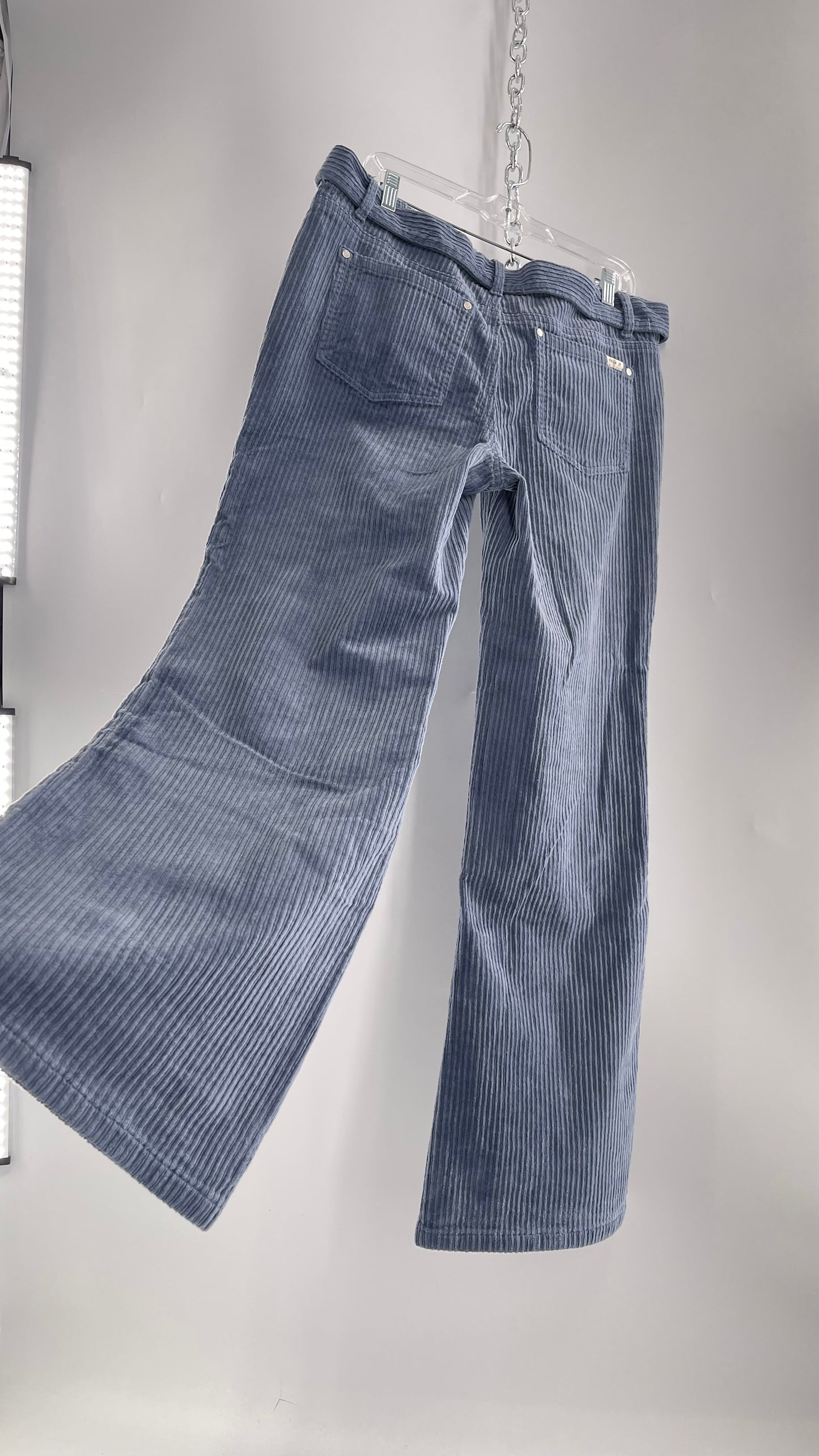 MILK IT Recycled Powder Blue Corduroy Low Waist Grommet Buckle Folk Jean with Tags Attached (16)