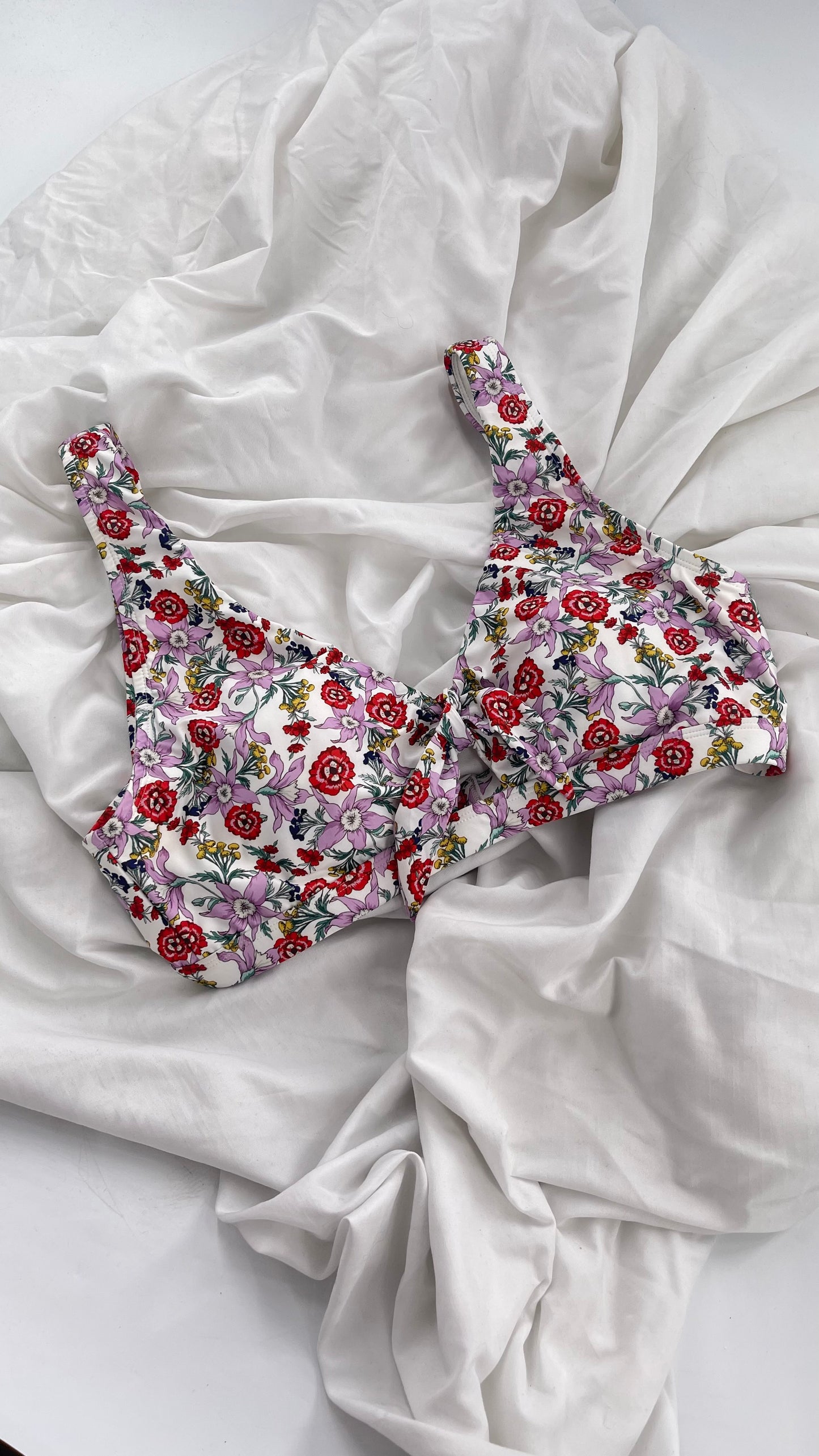 Anthropologie Floral Tie Bust Swim Top (XL)