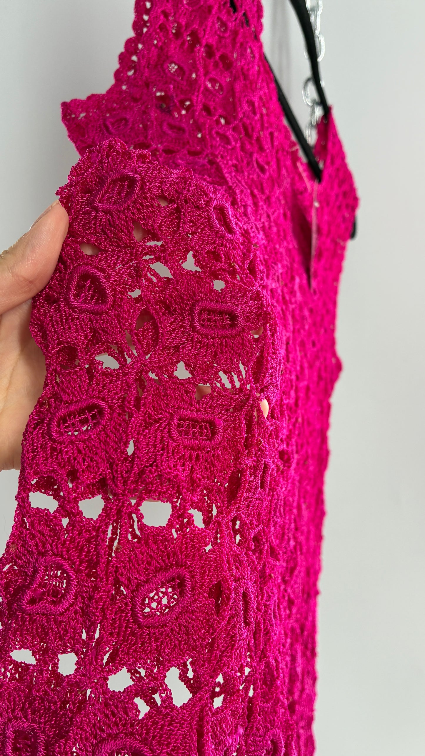 Vintage Handmade Crochet Hot Pink (Medium)