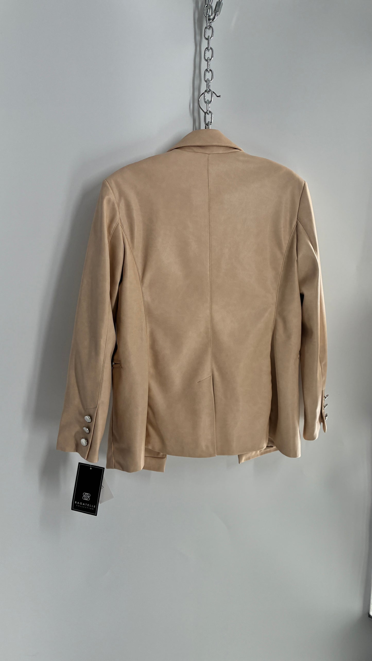 BAGATELLE Vegan Leather Cream Beige Blazer Jacket with Tags Attached (Medium)