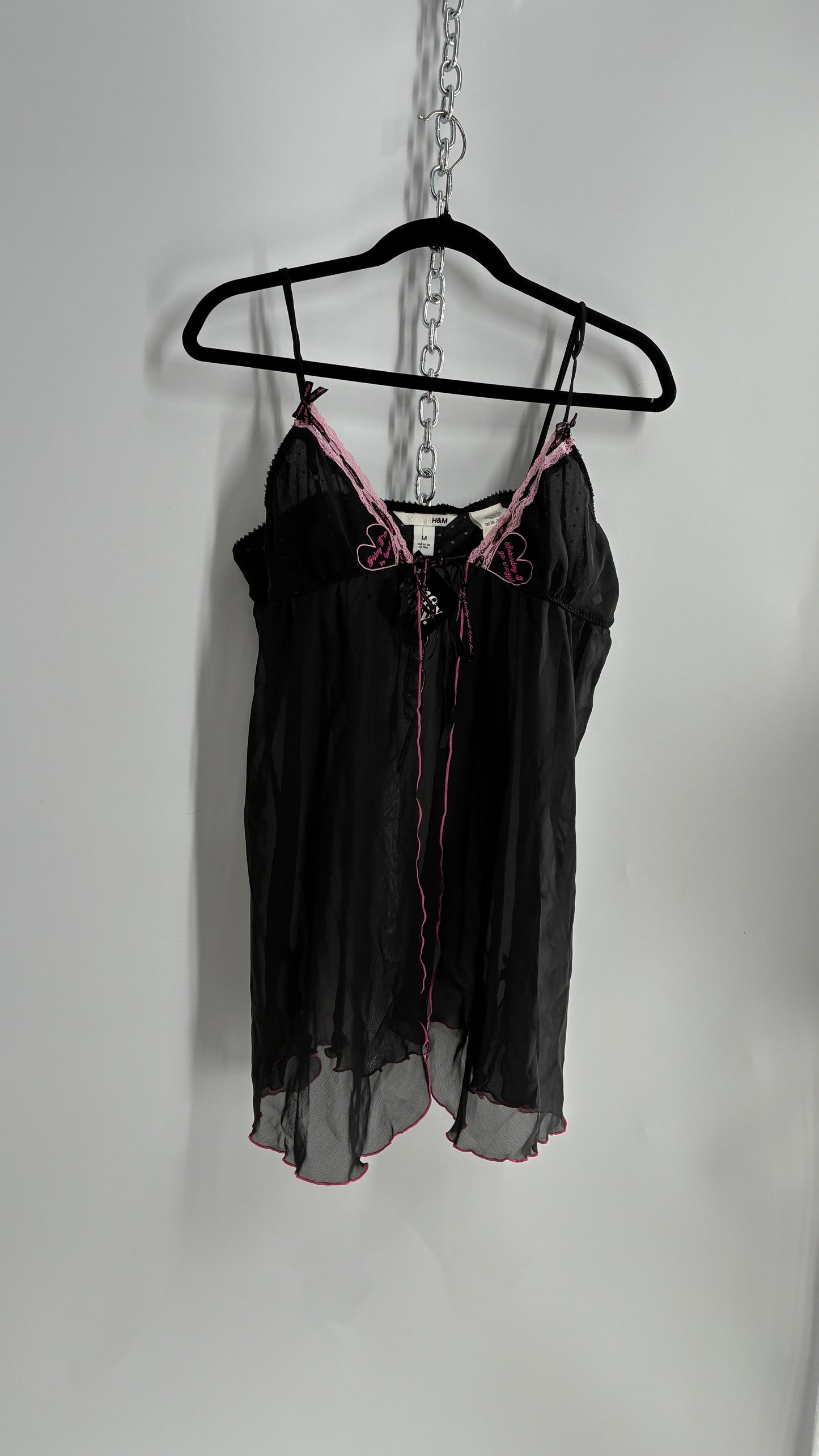 Vintage “Friday I’m in Love. Saturday I go crazy.” Heart Patchwork Polka Dot Camisole (M)