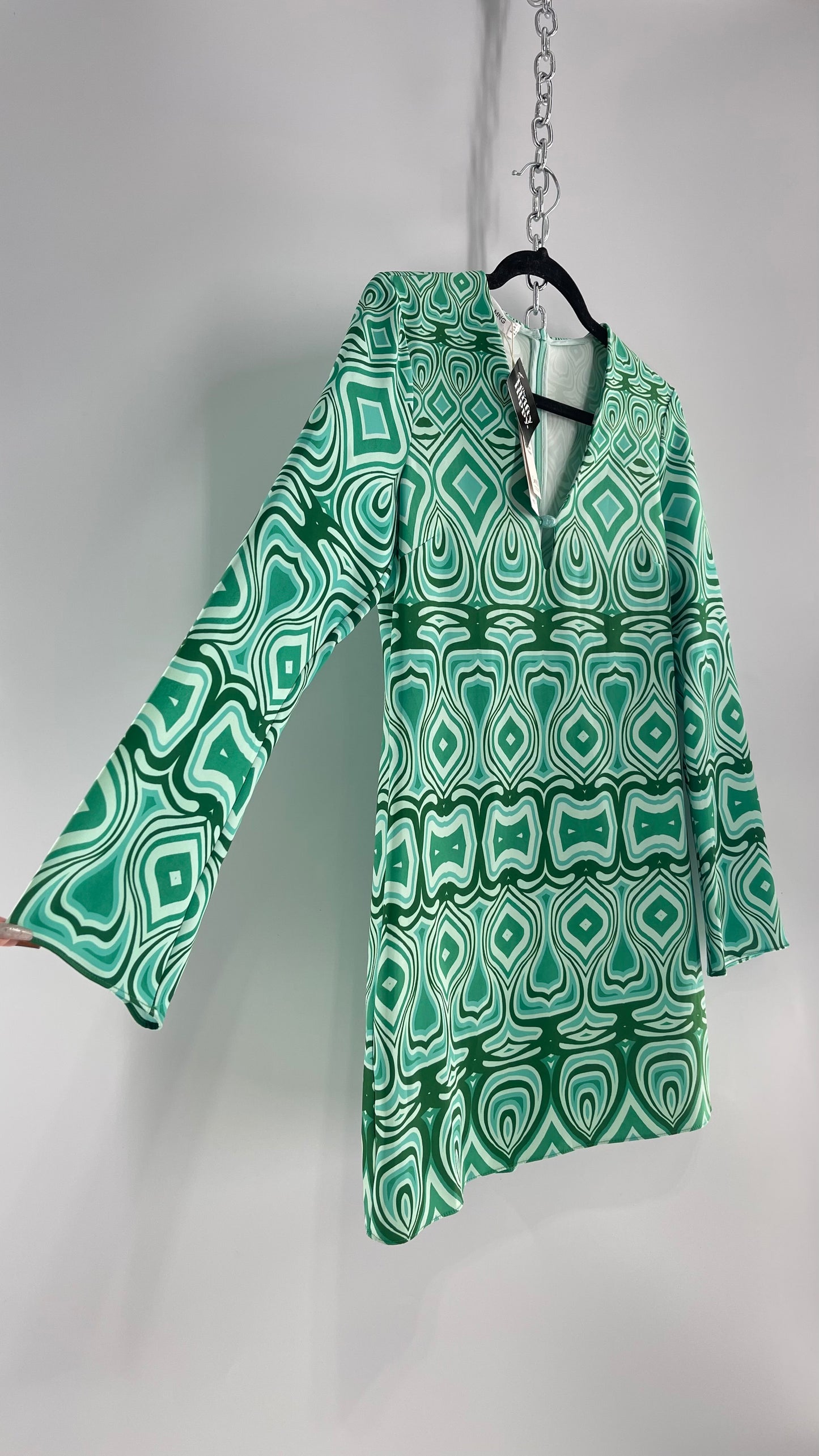 MNG Groovy Green Retro Psychedelic Dress (4)