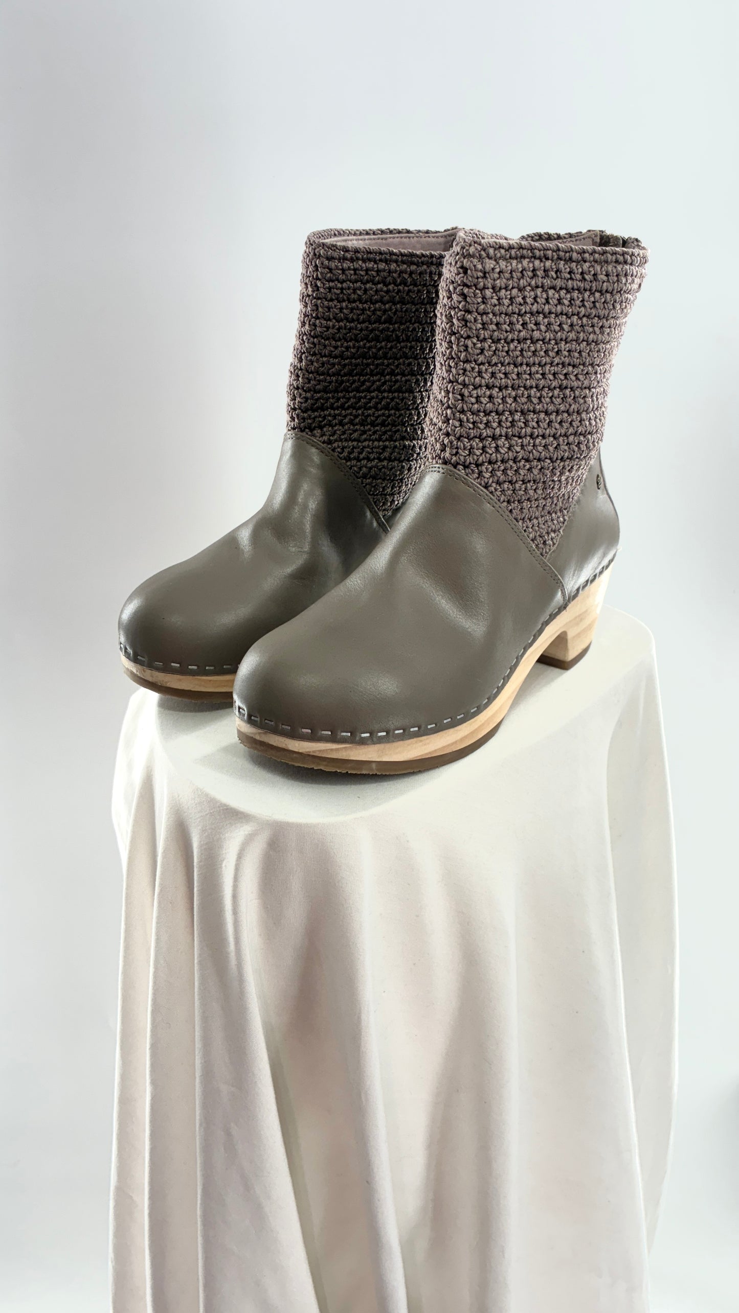 THE SAK Crochet and Leather Wooden Clog Boots (7)